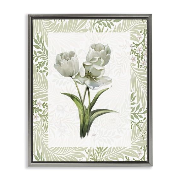Stupell Industries Coastal Fresh Spring Tulip Bouquet Gray Floating Frame Canvas Art, 25 x 31, by Nan