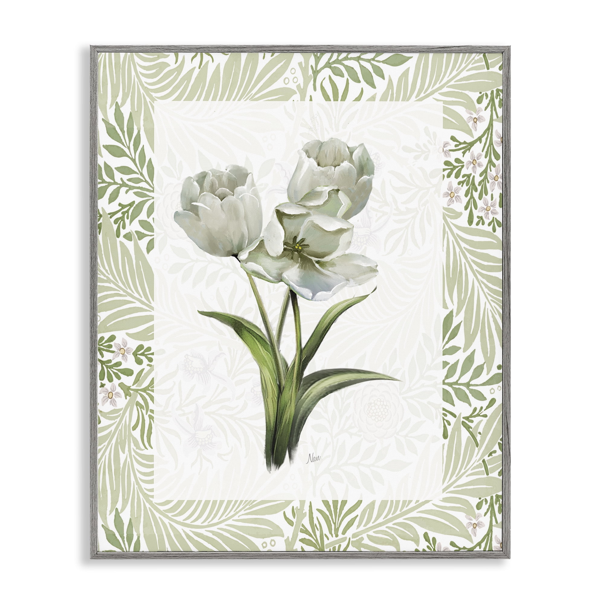 Stupell Industries Fresh Spring Tulip Bouquet Gray Framed Giclee Art, design by Nan