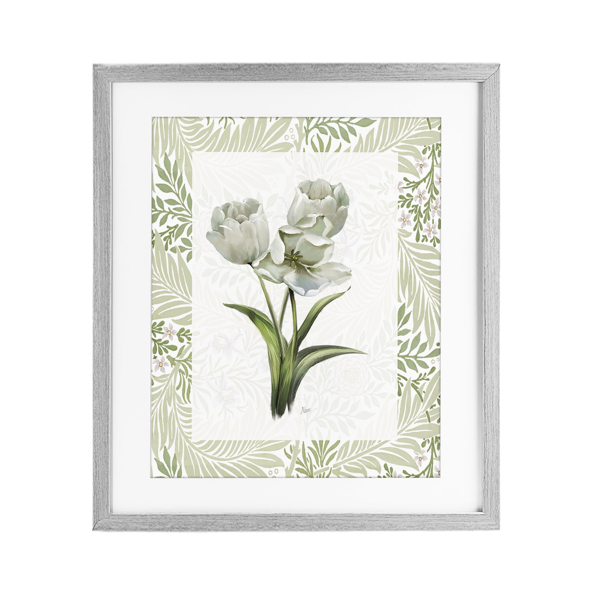 Stupell Industries Fresh Spring Tulip Bouquet Gray Framed Print Under Glass, design by Nan