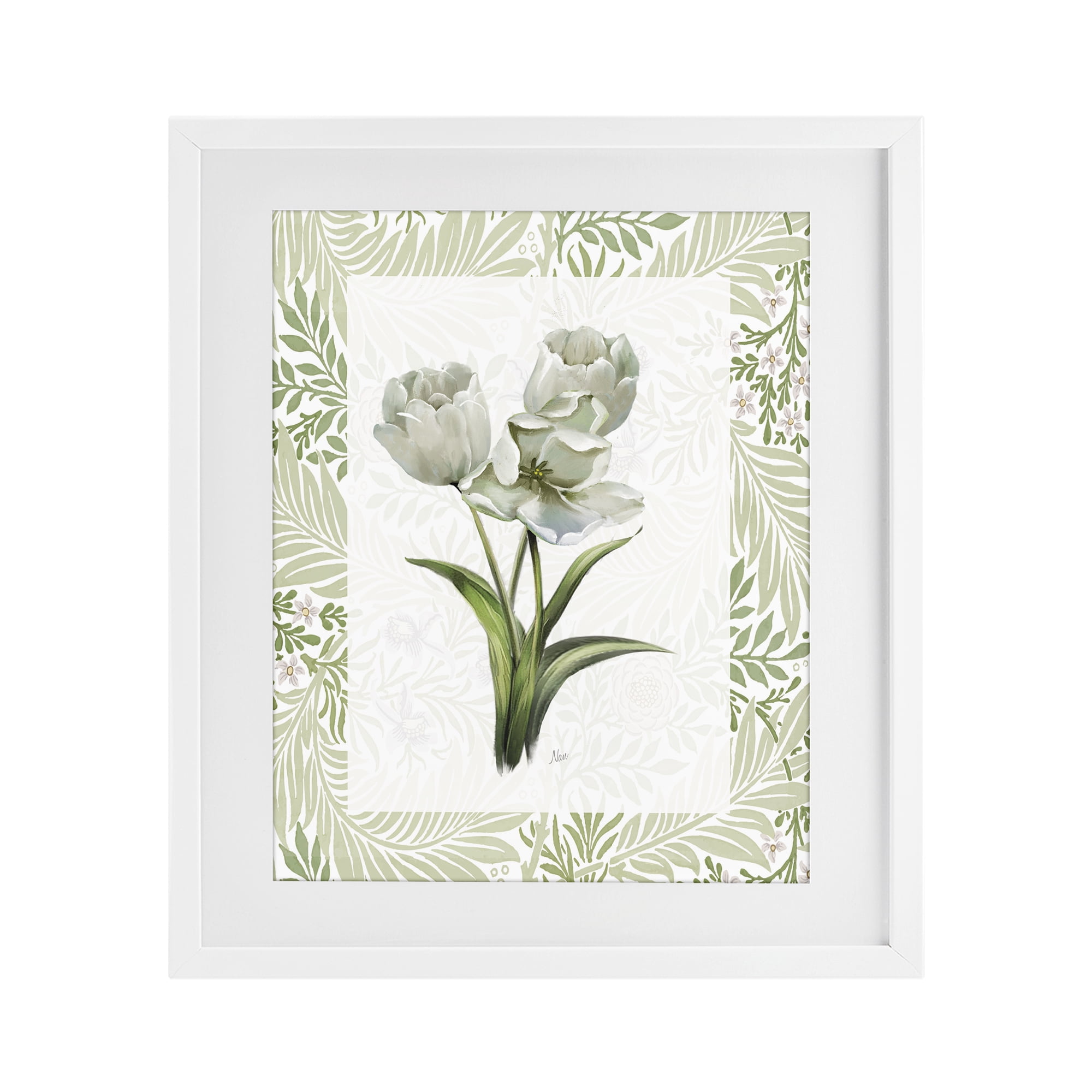 Stupell Industries Fresh Spring Tulip Bouquet White Framed Print Under Glass, design by Nan