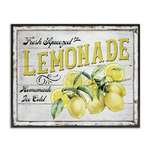 Stupell Industries Fresh Squeezed Lemonade Food & Beverage Painting Black Framed Art Print Wall Art, 14 x 11