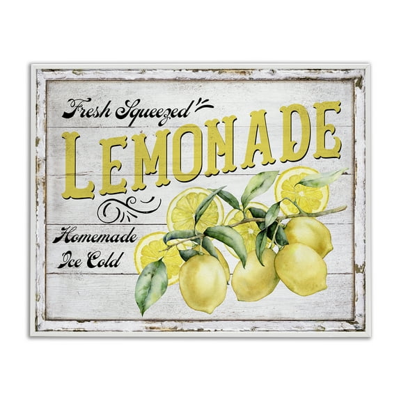 Stupell Industries Fresh Squeezed Lemonade Food & Beverage Painting White Framed Art Print Wall Art, 14 x 11