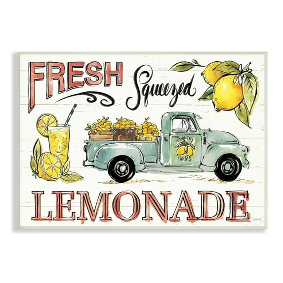 Stupell Industries Fresh Squeezed Lemonade Truck Country Summer Drink Food & Beverage Painting Unframed Art Print Wall Art, 13 x 19
