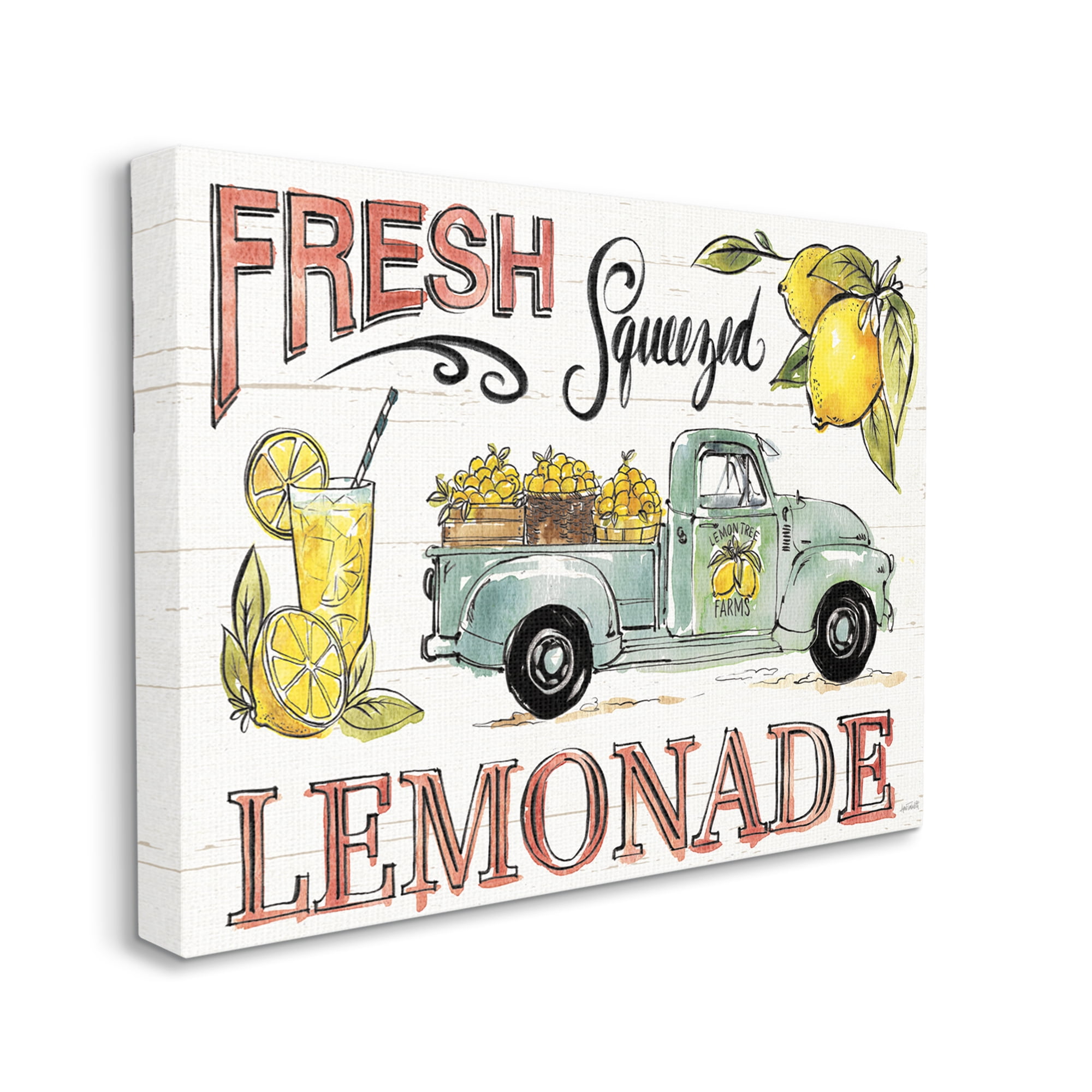 Stupell Industries Fresh Squeezed Lemonade Truck Country Summer Drink Graphic Art Gallery-Wrapped Canvas Print Wall Art, 24x30, by Anne Tavoletti