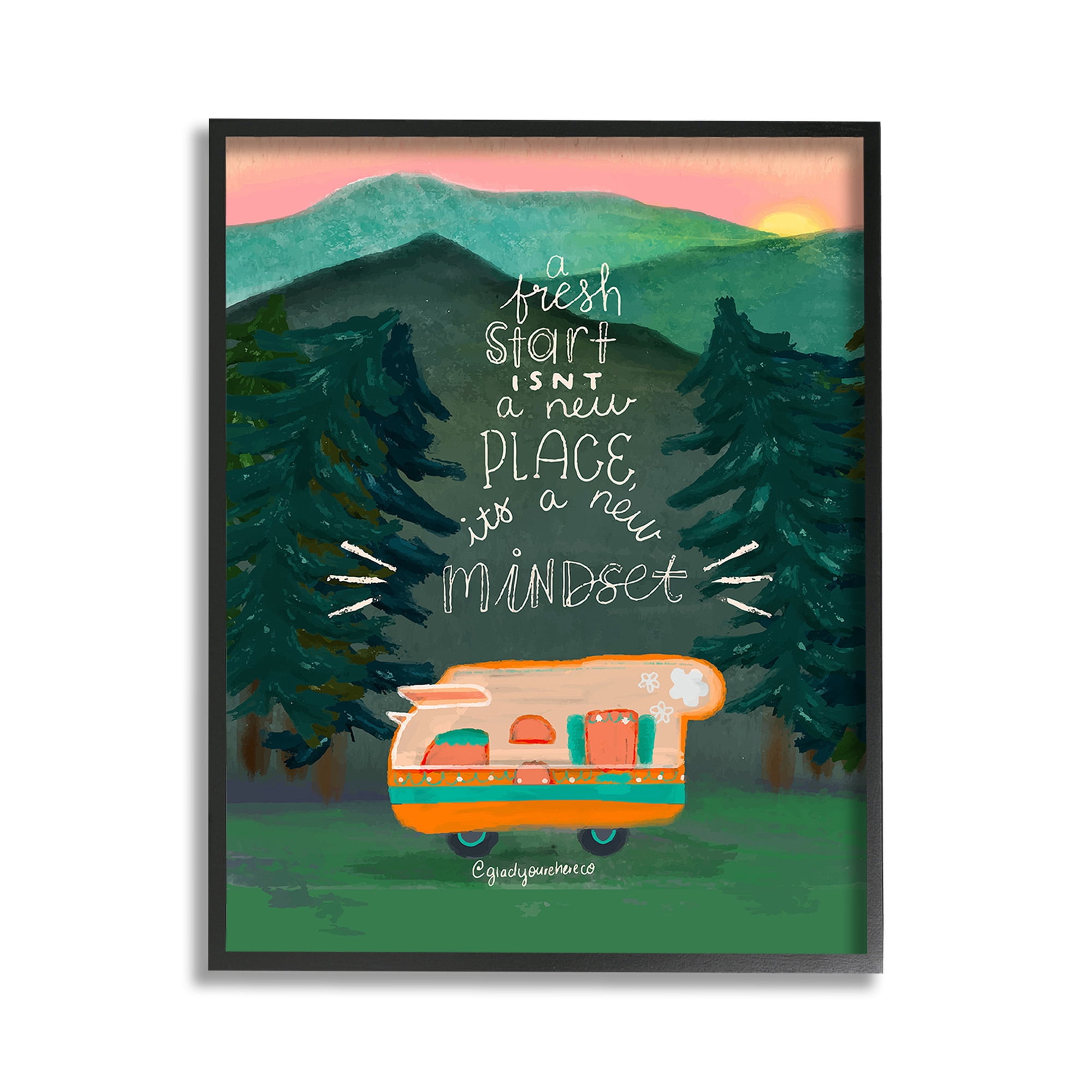 Stupell Industries Fresh Start New Mindset Inspirational Painting Black Framed Art Print Wall Art, 11 x 14