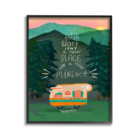 Stupell Industries Fresh Start New Mindset Inspirational Painting Black Framed Art Print Wall Art, 11 x 14