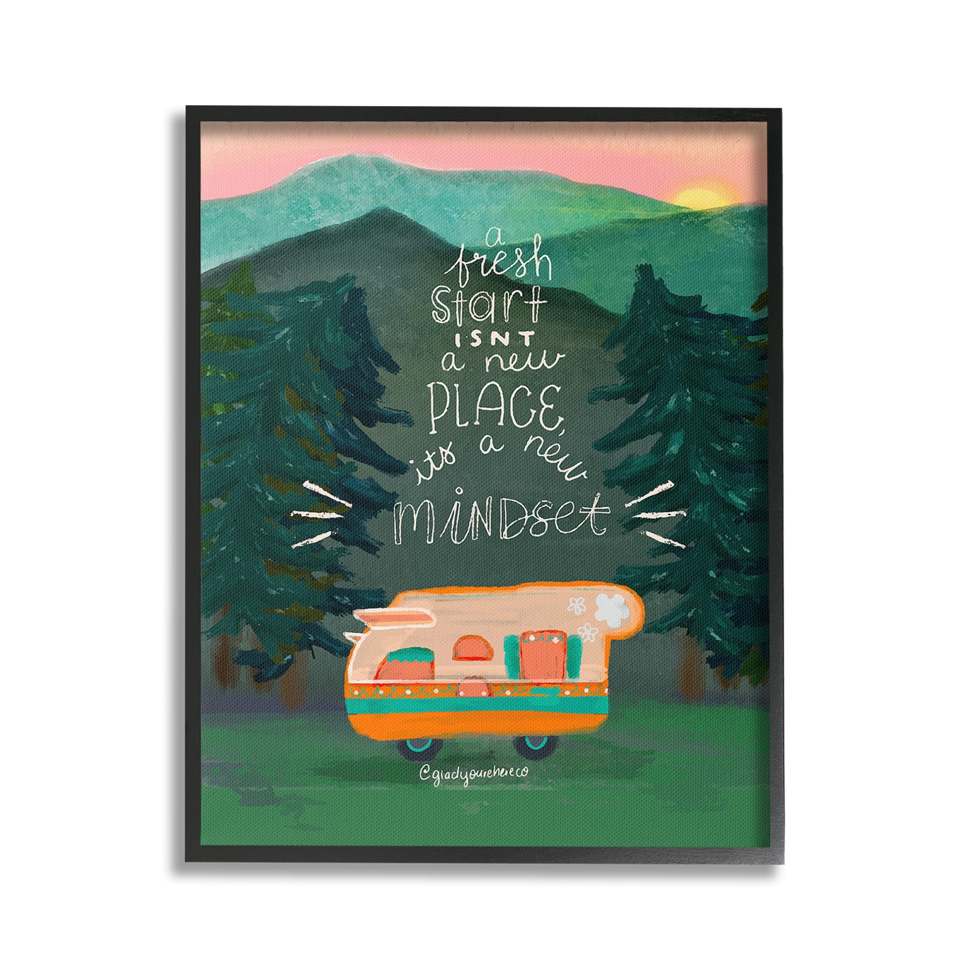 Stupell Industries Fresh Start New Mindset Inspirational Painting Black Framed Art Print Wall Art, 24 x 30