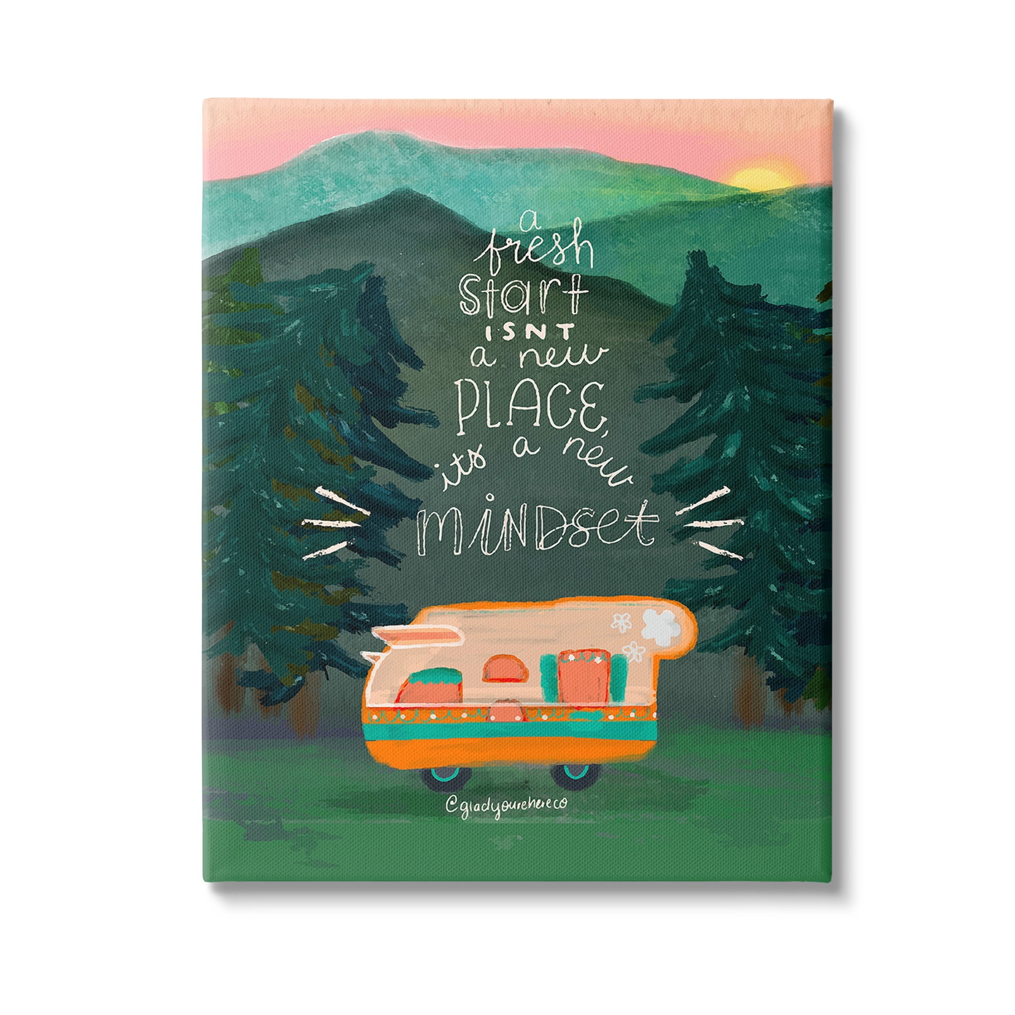 Stupell Industries Fresh Start New Mindset Inspirational Painting Gallery Wrapped Canvas Art Print Wall Art, 16 x 20