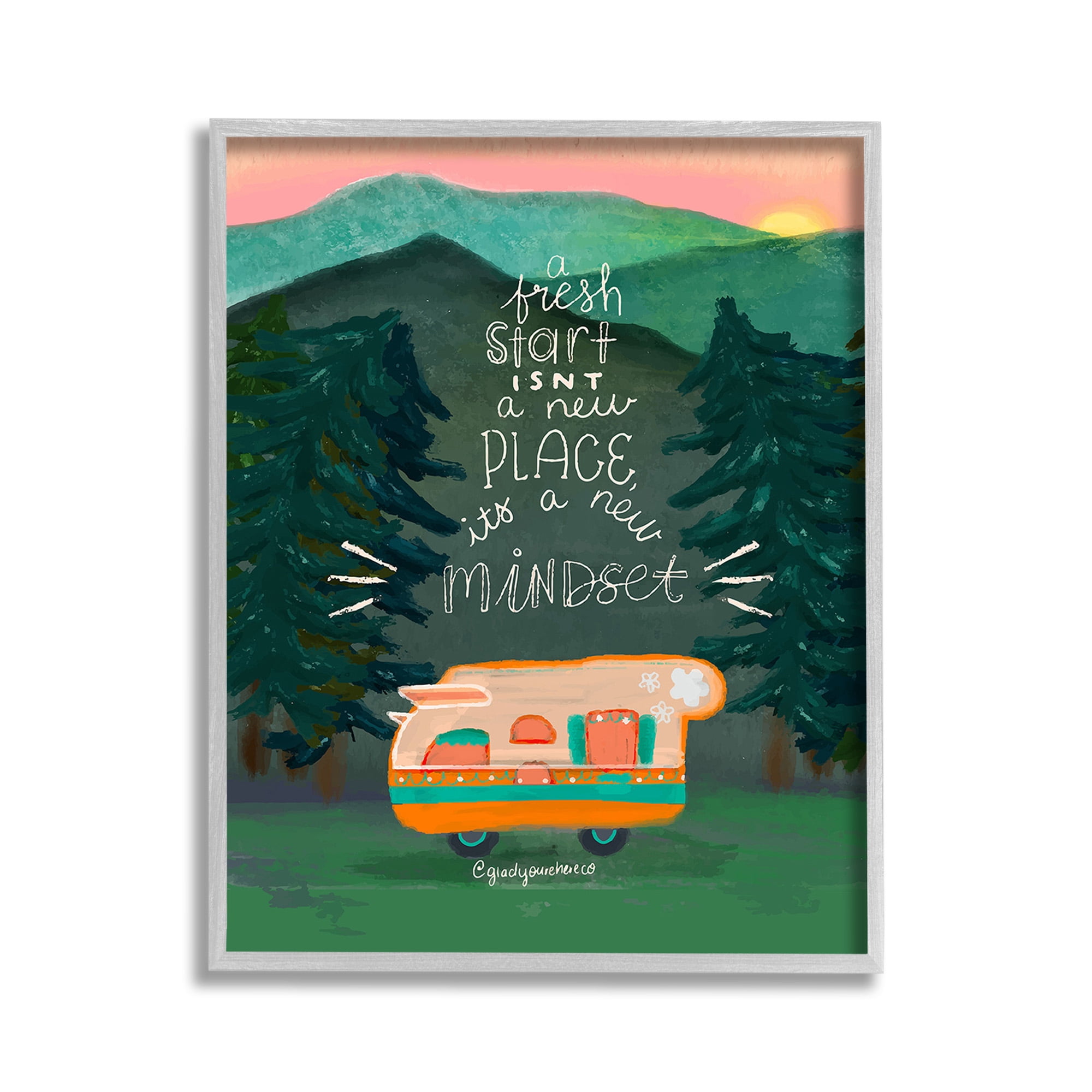 Stupell Industries Fresh Start New Mindset Inspirational Painting Gray Framed Art Print Wall Art, 11 x 14