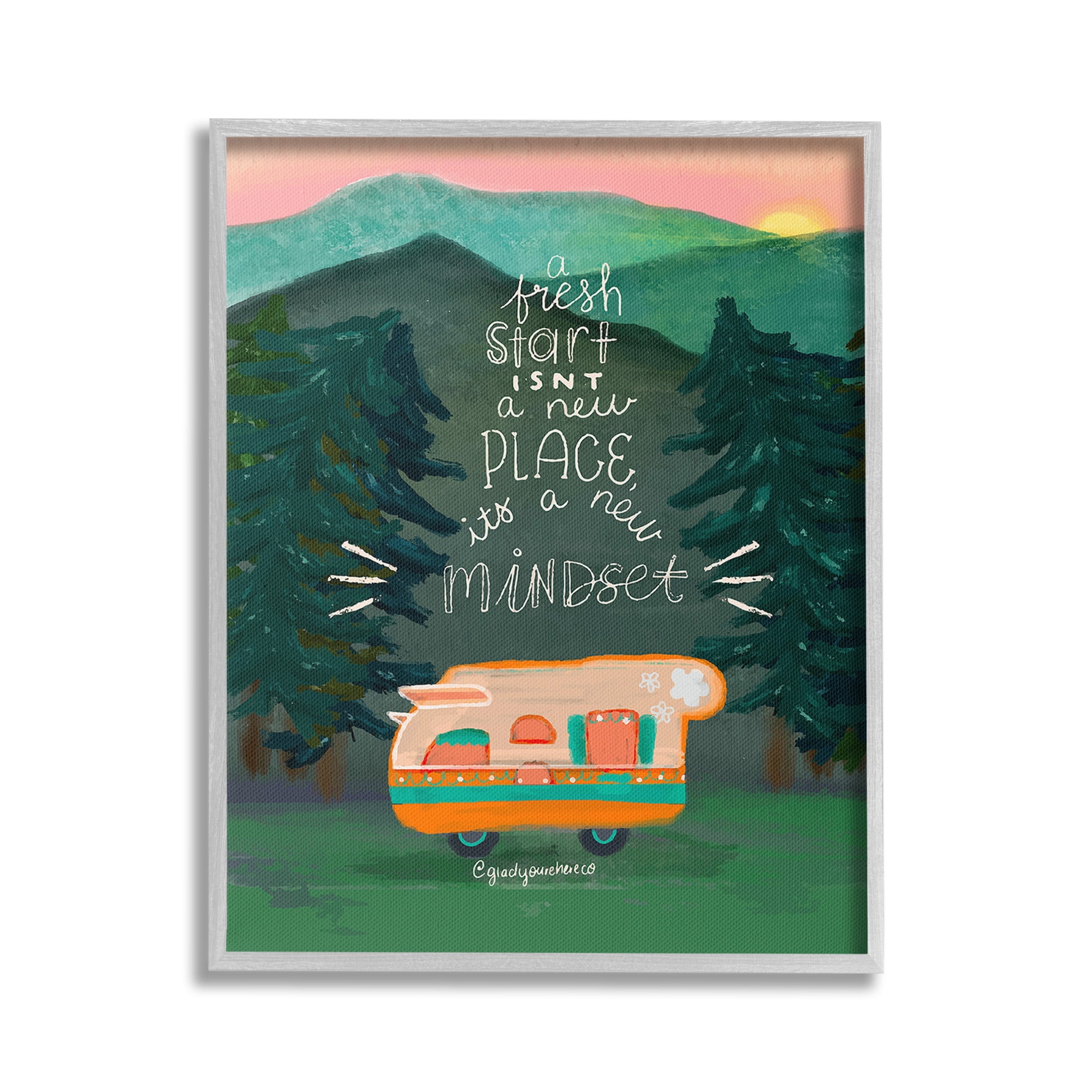 Stupell Industries Fresh Start New Mindset Inspirational Painting Gray Framed Art Print Wall Art, 24 x 30