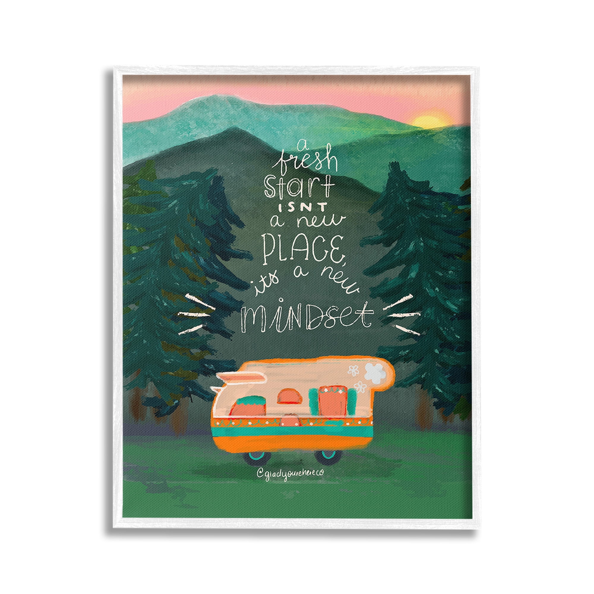 Stupell Industries Fresh Start New Mindset Inspirational Painting White Framed Art Print Wall Art, 24 x 30