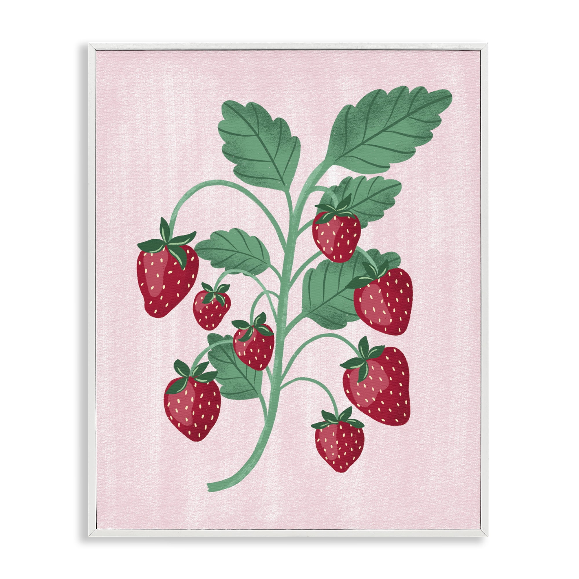 Stupell Industries Fresh Strawberries Branch Food & Beverage Painting White Framed Art Print Wall Art, 16 x 20
