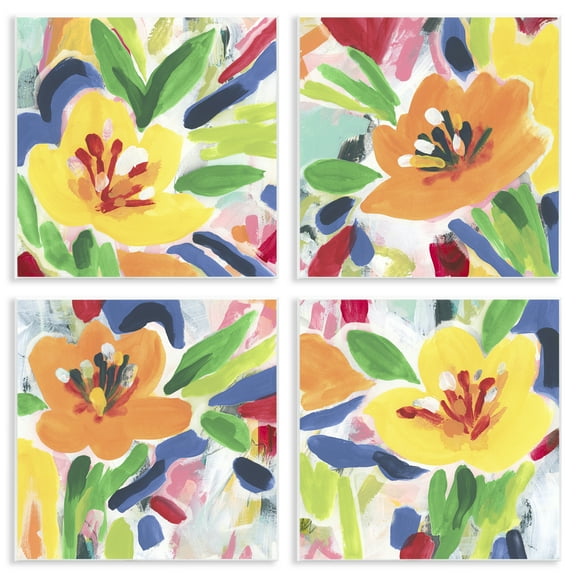 Stupell Industries Fresh Vivid Blossoms Floral Painting Unframed Art Print Wall Art, 12 x 12, Set of 4