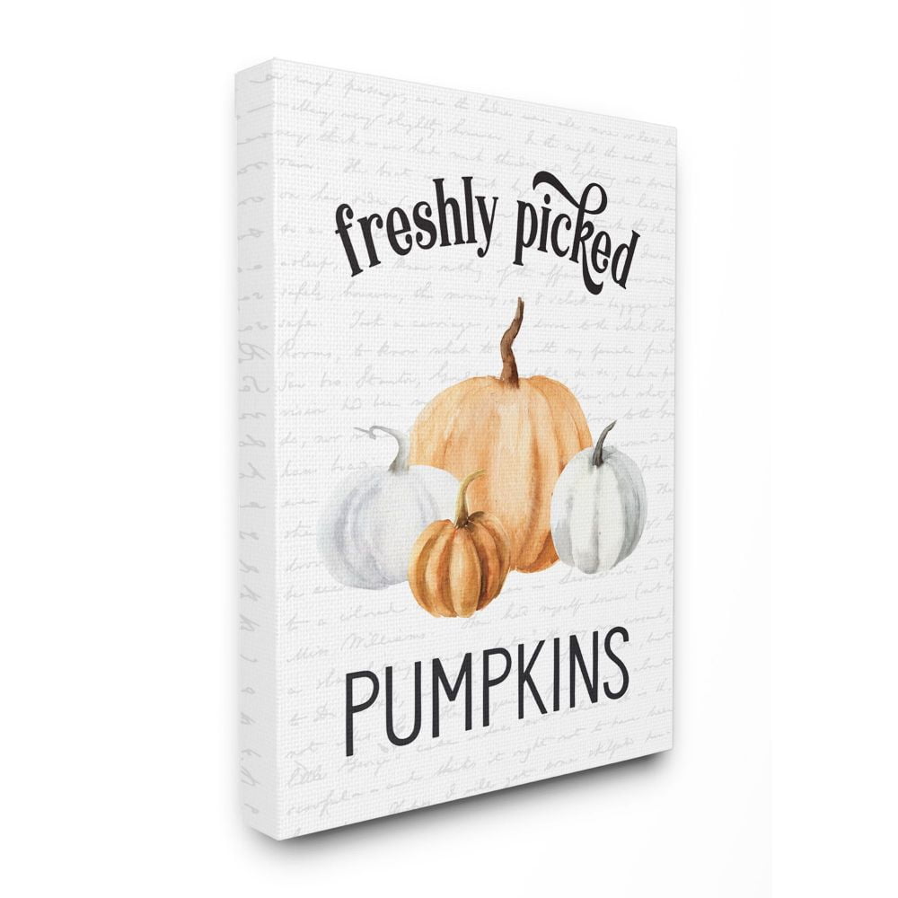 Stupell Industries Freshly Picked Pumpkins Autumn Fall Seasonal Design Canvas Wall Art by Lettered and Lined