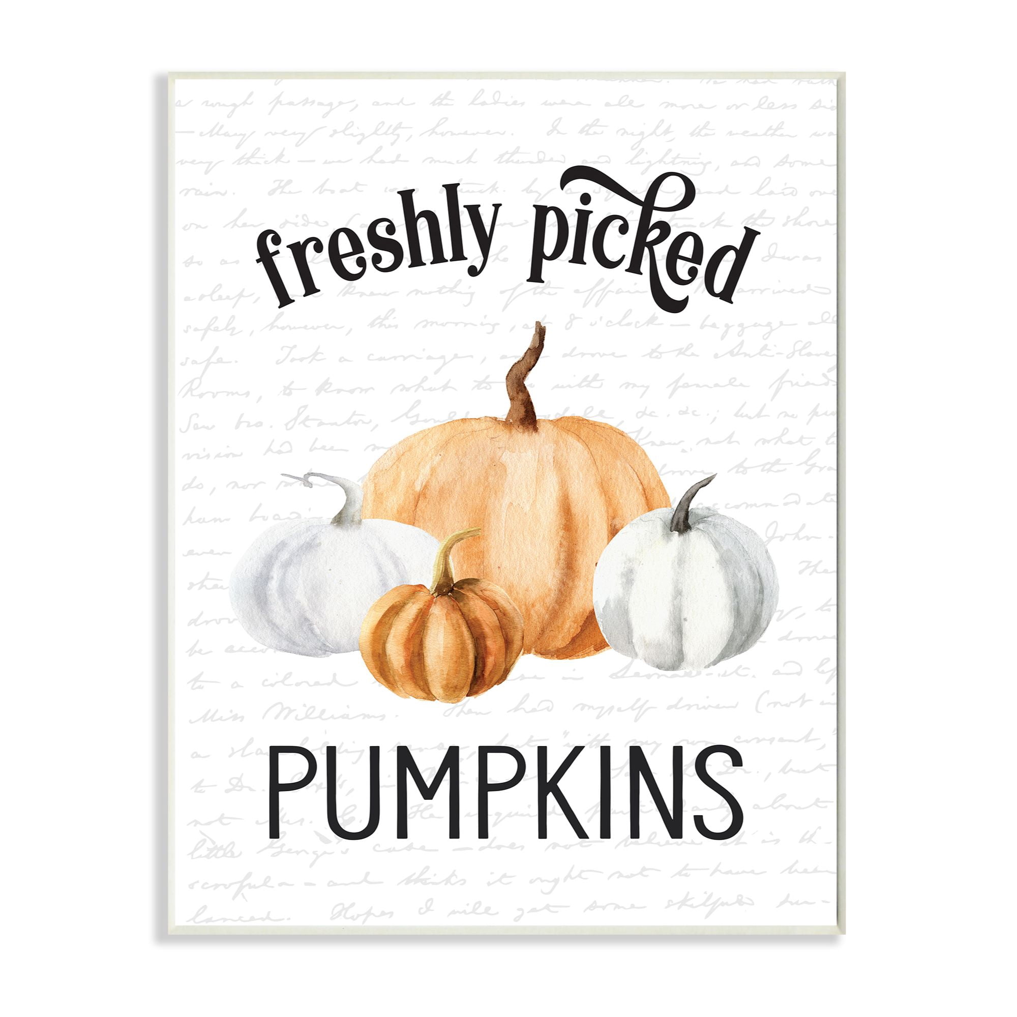 Stupell Industries Freshly Picked Pumpkins Autumn Fall Seasonal Design Wall Plaque by Lettered and Lined