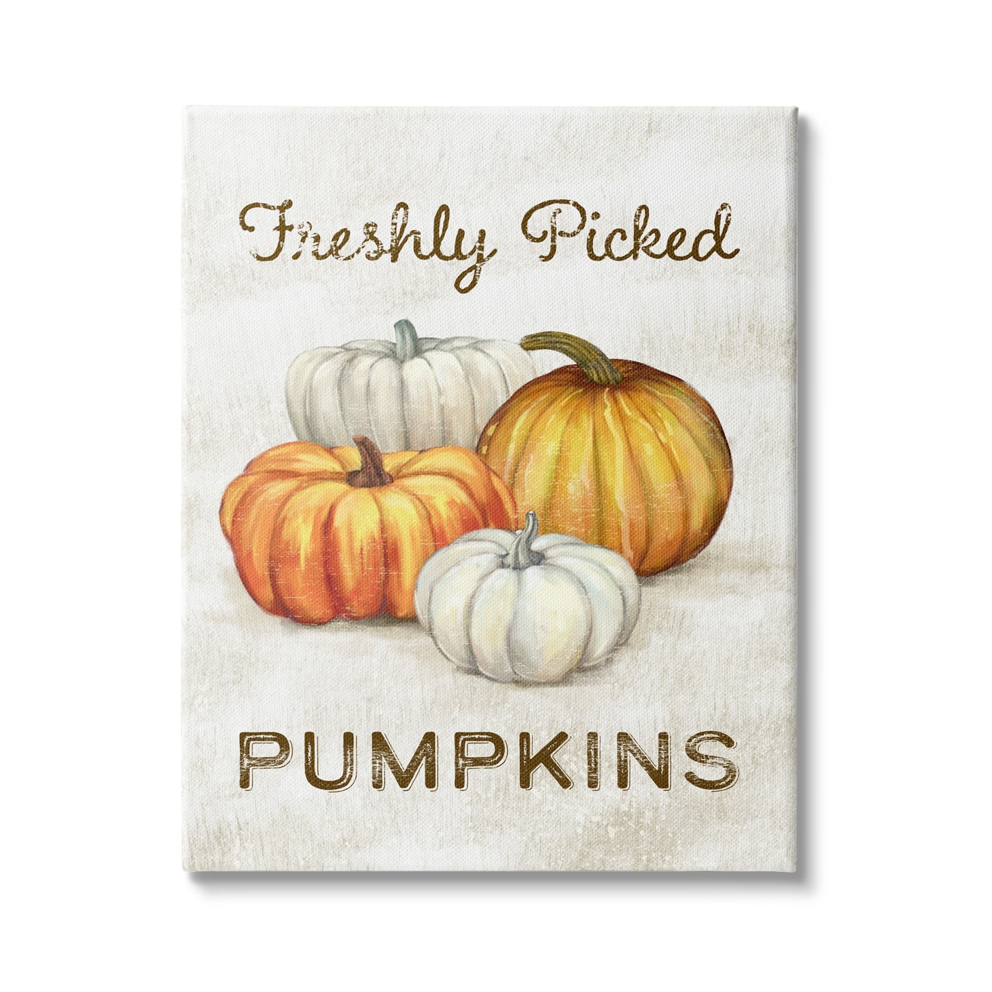 Stupell Industries Freshly Picked Pumpkins Phrase Orange White Pumpkin Harvest, 30 x 40,Design by Ziwei Li