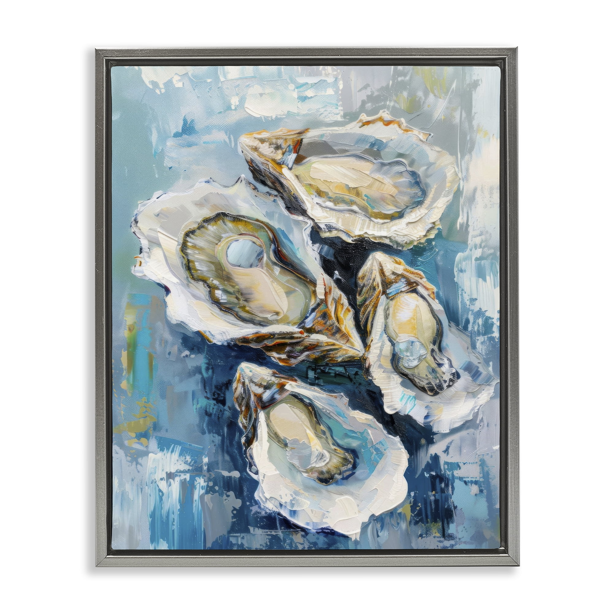 Stupell Industries Freshly Shucked Oysters Food & Beverage Painting Gray Floater Framed Canvas Art Print Wall Art, 25 x 31
