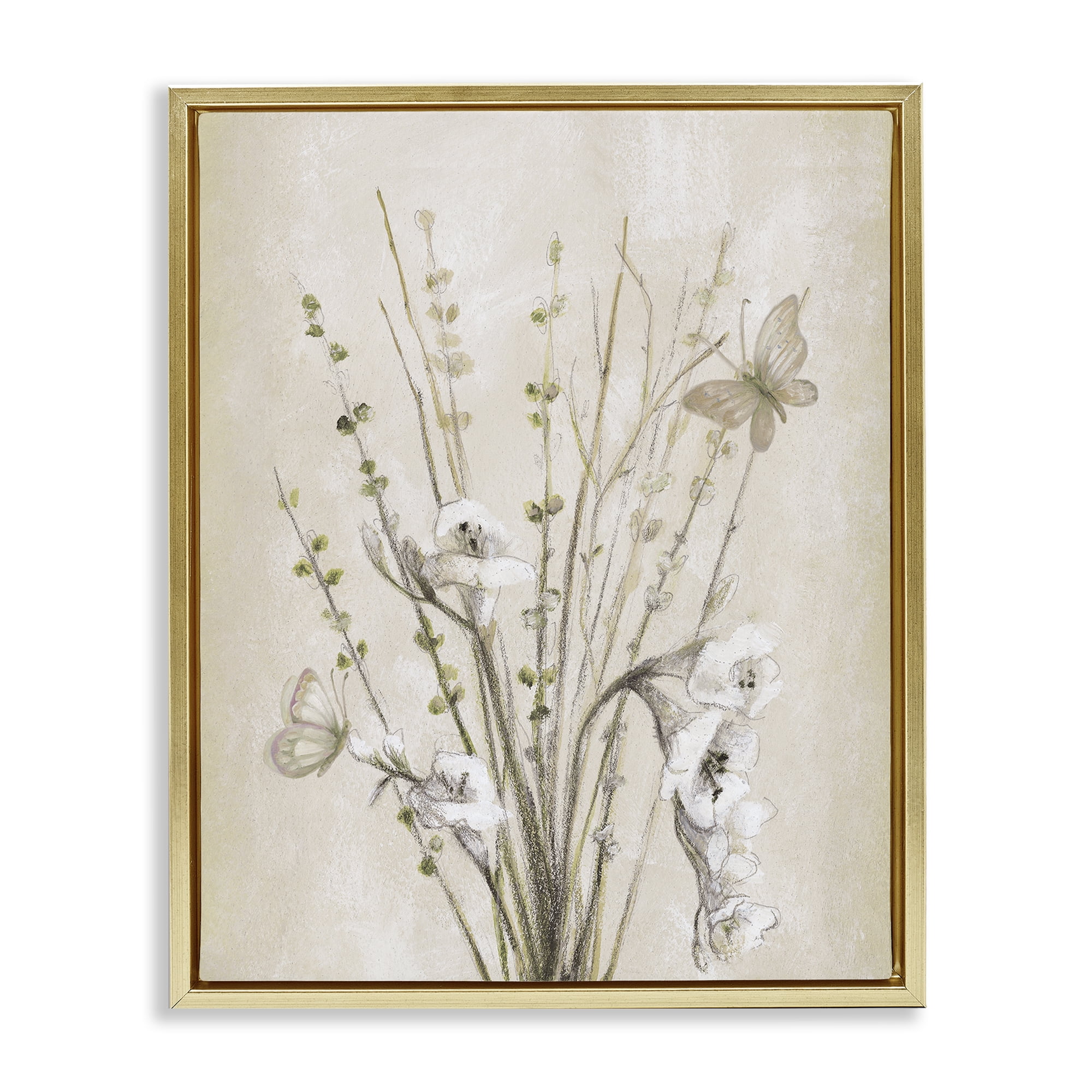Stupell Industries Fresia & Date Branch Gold Framed Floater Canvas Wall Art, design by Lanie Loreth