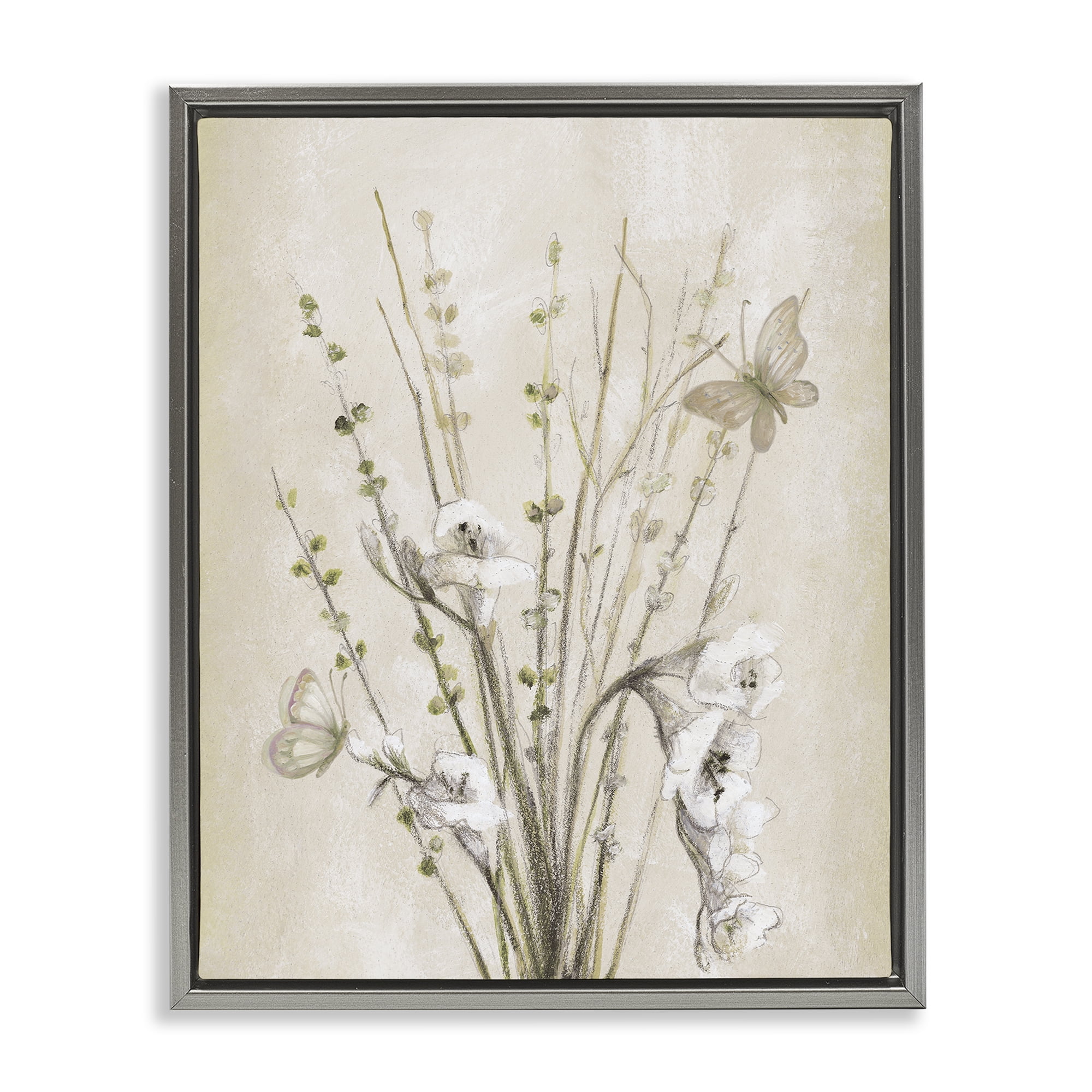 Stupell Industries Fresia & Date Branch Gray Framed Floater Canvas Wall Art, design by Lanie Loreth