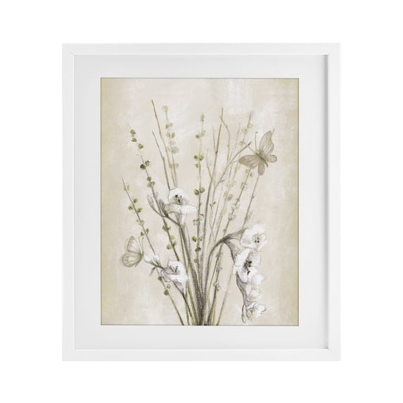 Stupell Industries Cottage Fresia & Date Branch White Framed Print Under Glass, 17 x 21, by Lanie Loreth