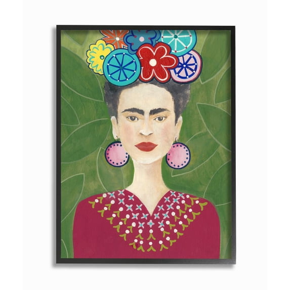Stupell Industries Frida Fashion Designer Pattern Painting Green Framed Giclee Texturized Art by Regina Moore