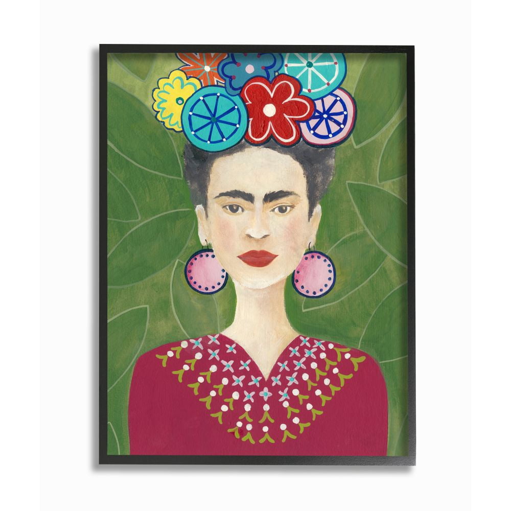 Stupell Industries Frida Fashion Designer Pattern Painting Green Framed Giclee Texturized Art by Regina Moore