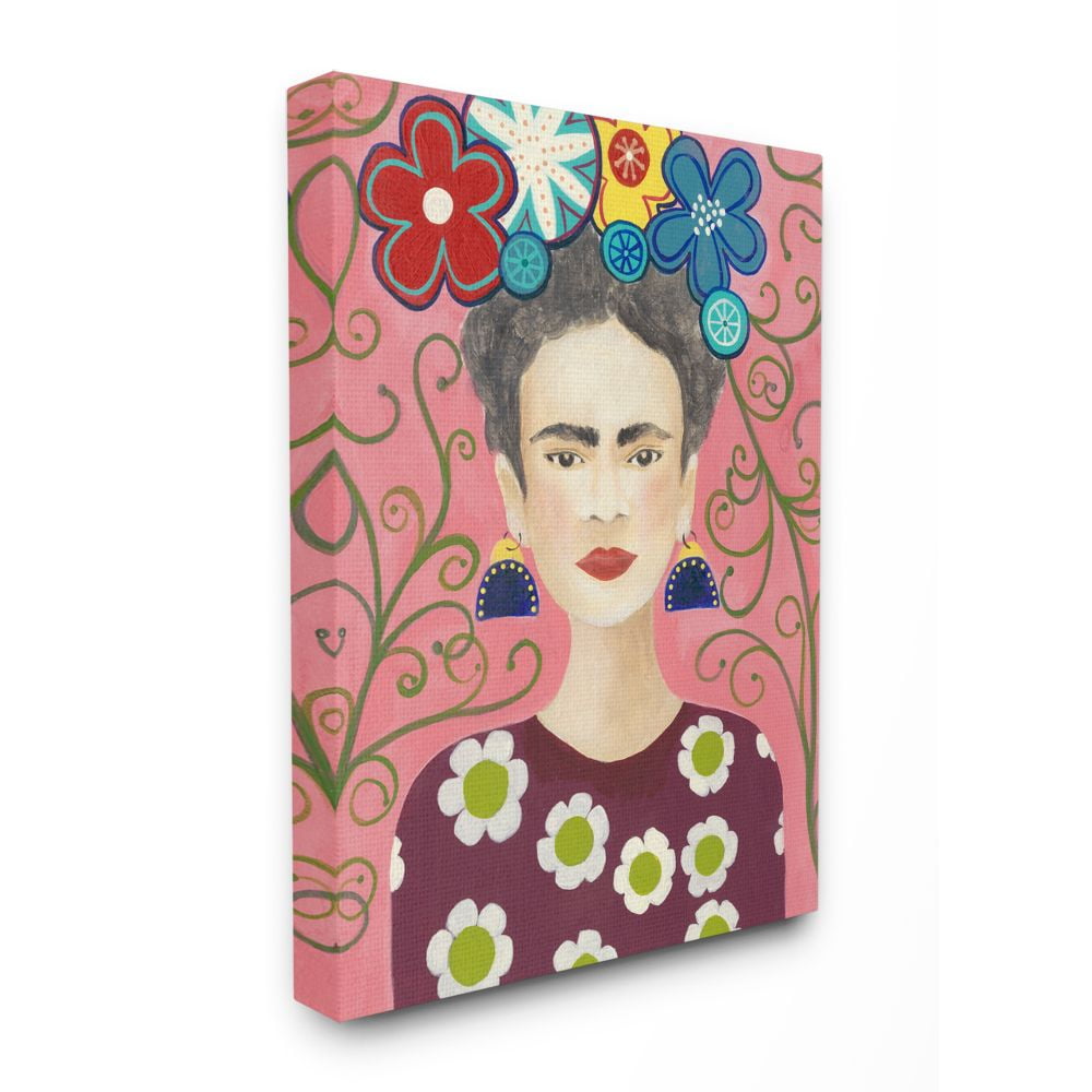 Pink Floral Frida Canvas Wall Art, 30" x 40"