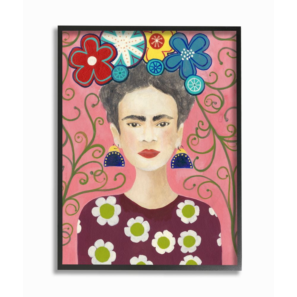Stupell Industries Frida Fashion Designer Pattern Painting Pink Framed Giclee Texturized Art by Regina Moore