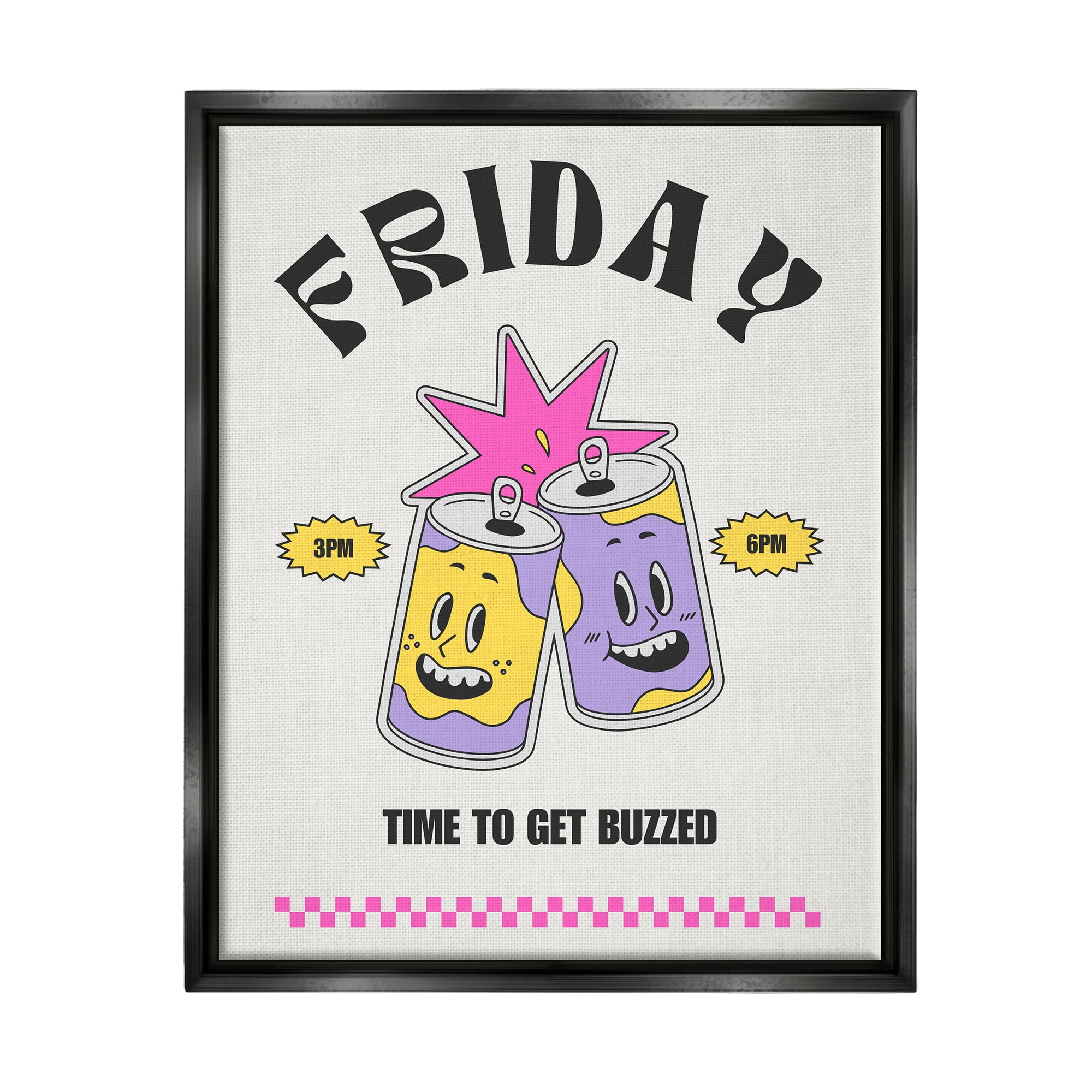 Stupell Industries Friday Vintage Beer Phrase Food & Beverage Painting Black Floater Framed Canvas Art Print Wall Art, 25 x 31