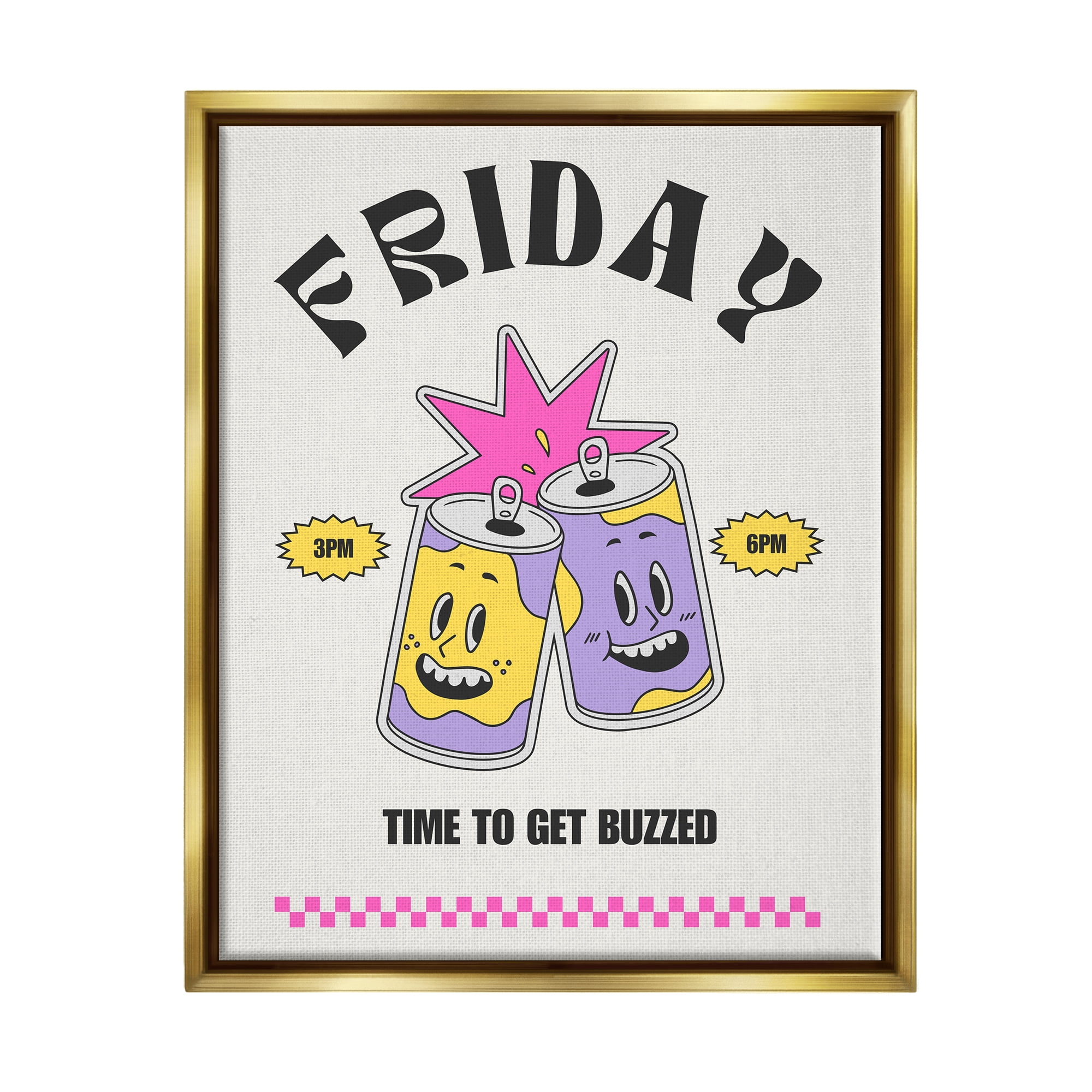 Stupell Industries Friday Vintage Beer Phrase Food & Beverage Painting Gold Floater Framed Canvas Art Print Wall Art, 17 x 21