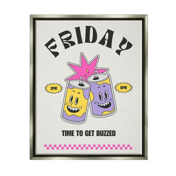 Stupell Industries Friday Vintage Beer Phrase Food & Beverage Painting Gray Floater Framed Canvas Art Print Wall Art, 17 x 21