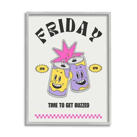 Stupell Industries Friday Vintage Beer Phrase Food & Beverage Painting Gray Framed Art Print Wall Art, 16 x 20