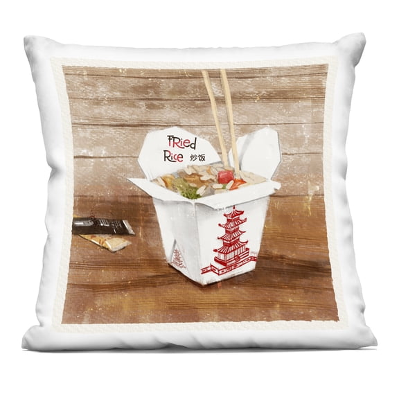 Stupell Industries Fried Rice Takeout Box Design by Juliet Rose Philips Throw Pillow