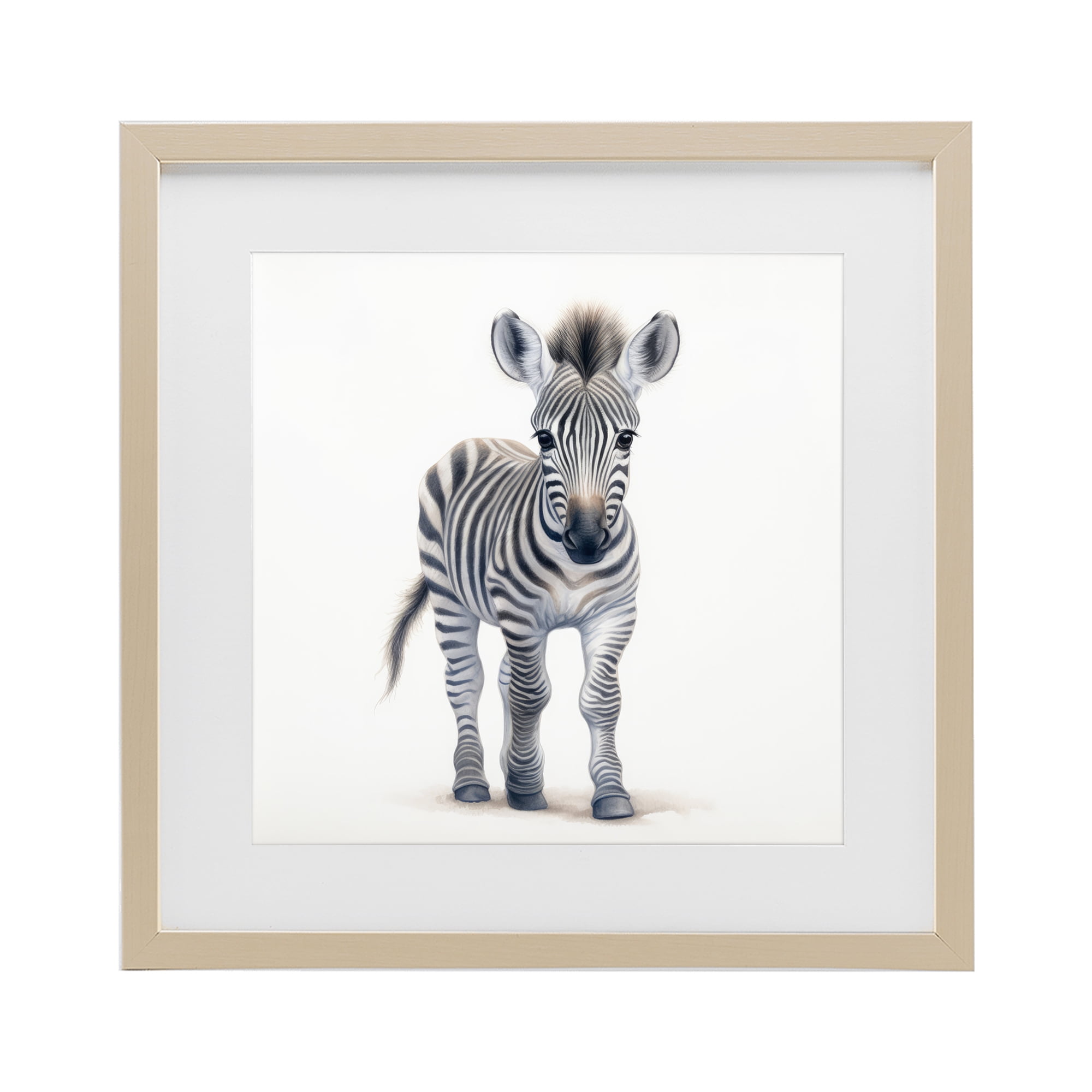 Stupell Industries Friendly Zebra Foal Birch Framed Print Under Glass, design by Ray Powers