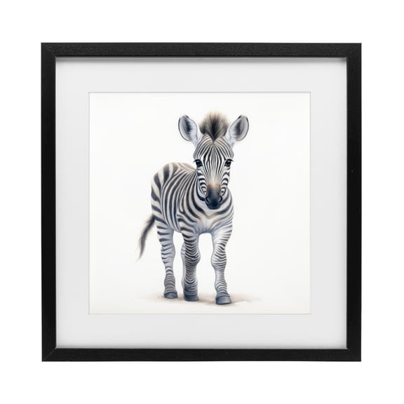 Stupell Industries Friendly Zebra Foal Black Framed Print Under Glass, design by Ray Powers