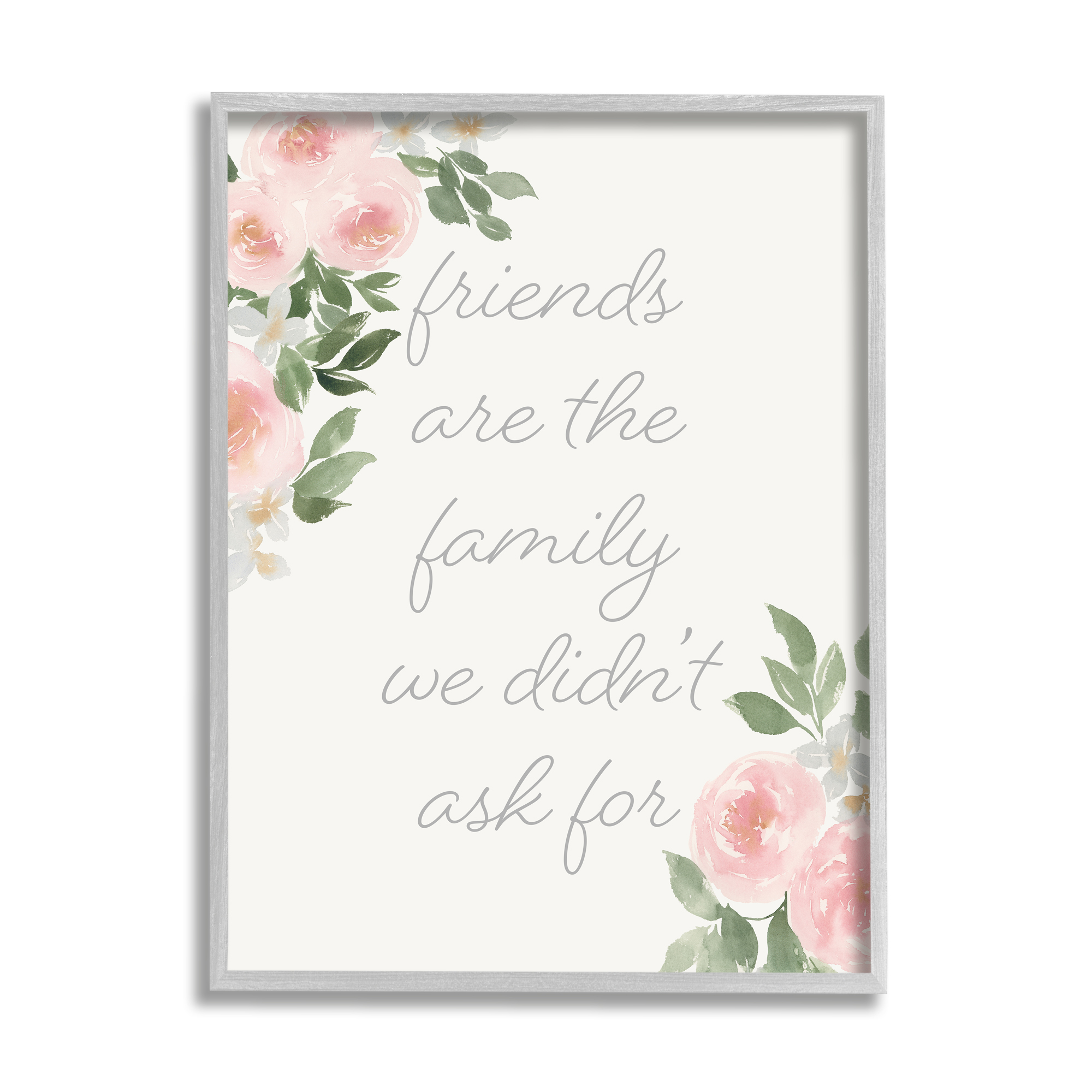 Stupell Industries Friends Are Family Motivational Phrase Pink Rose Florals, 24 x 30, Design by Lucille Price