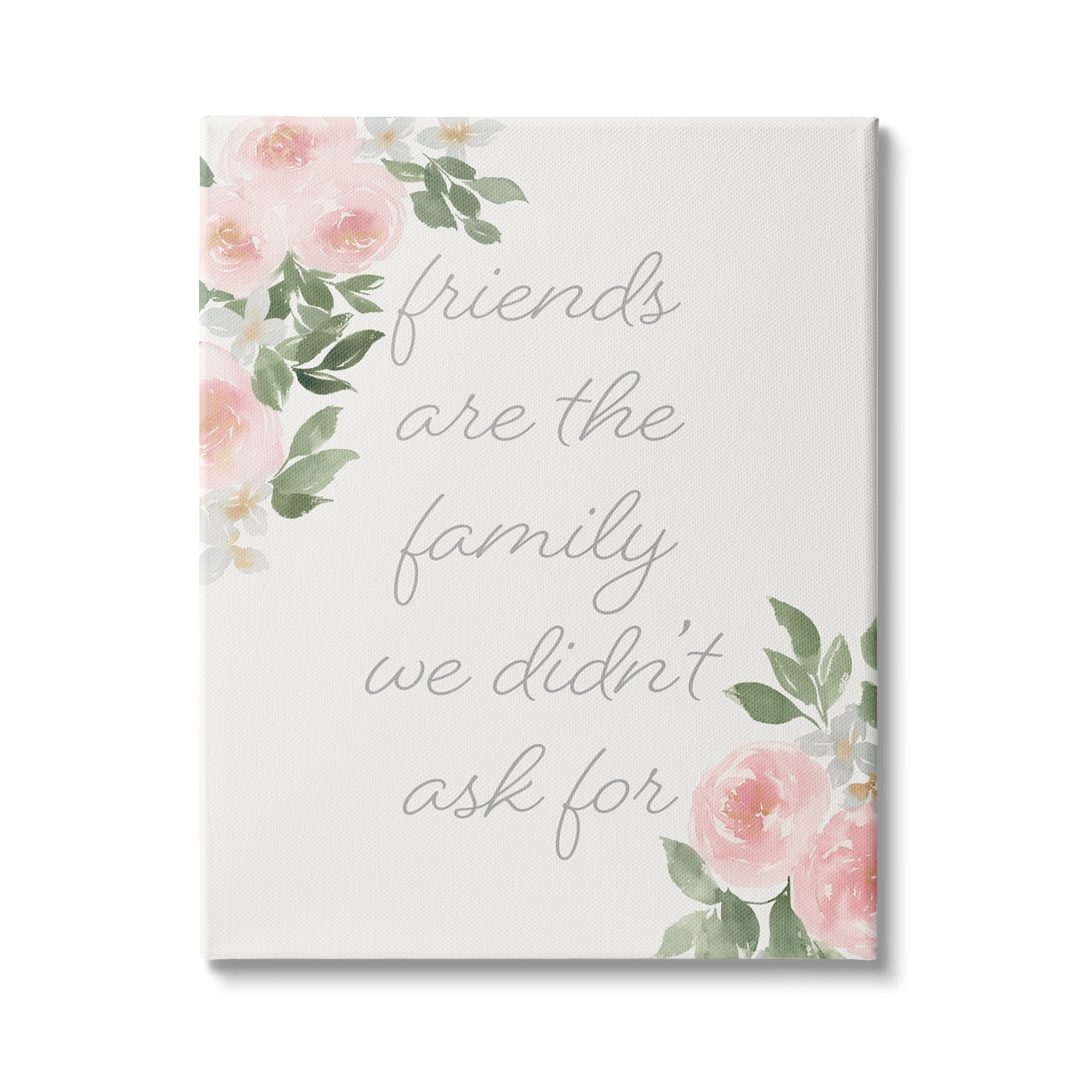 Stupell Industries Friends Are Family Motivational Phrase Pink Rose Florals, 24 x 30, Design by Lucille Price