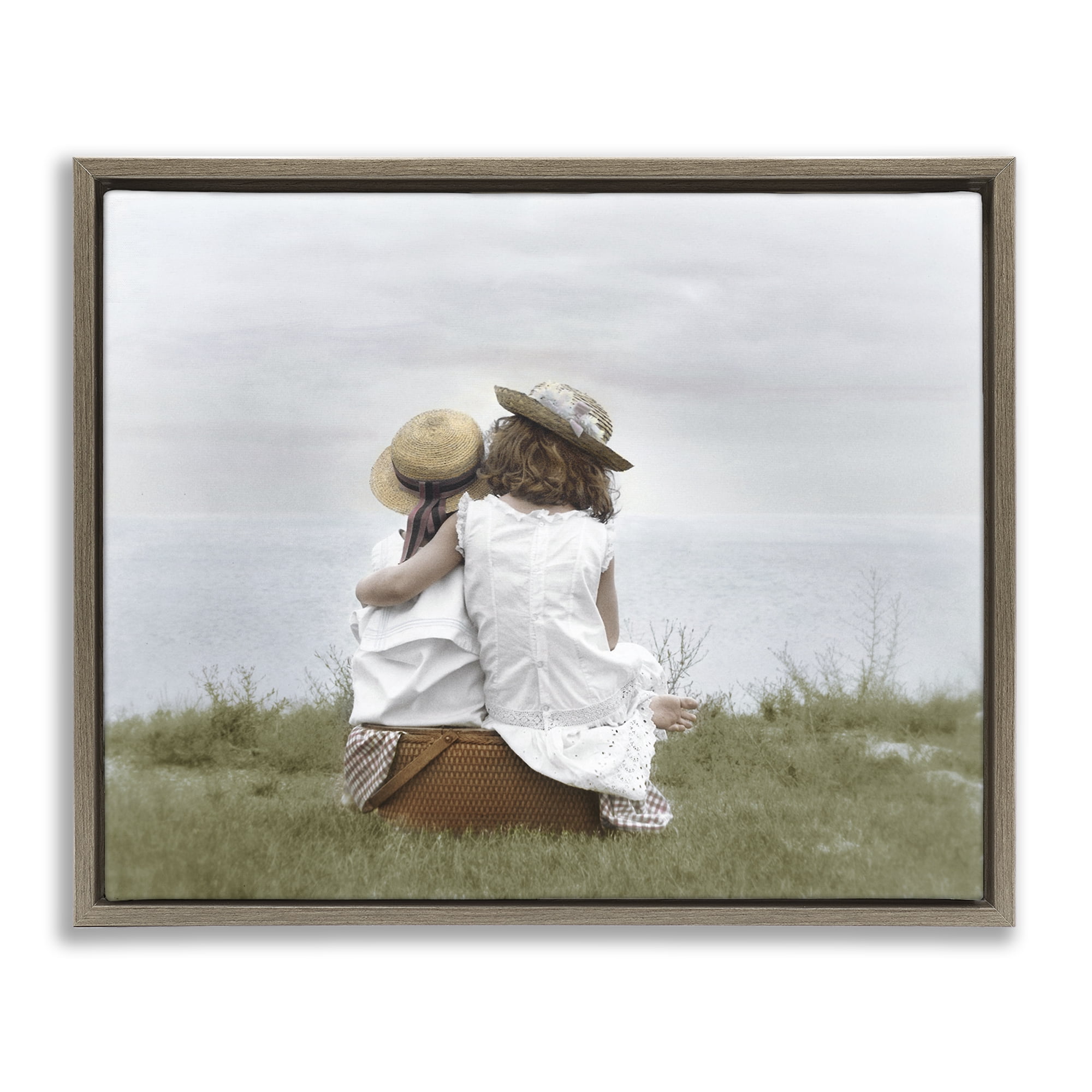 Stupell Industries Friends By The Ocean Brown Framed Floater Canvas Wall Art, design by Kendra Dew