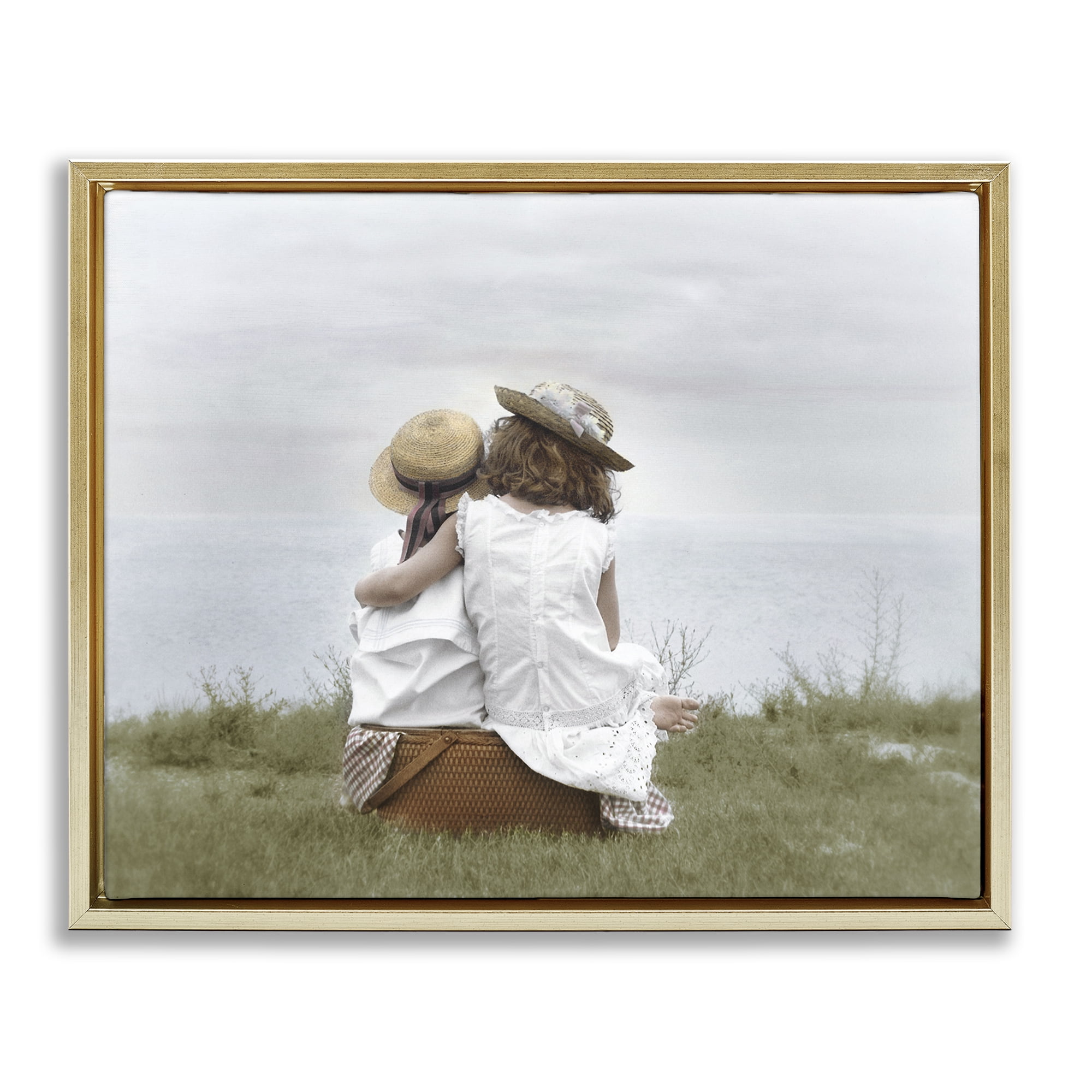 Stupell Industries Friends By The Ocean Gold Framed Floater Canvas Wall Art, design by Kendra Dew