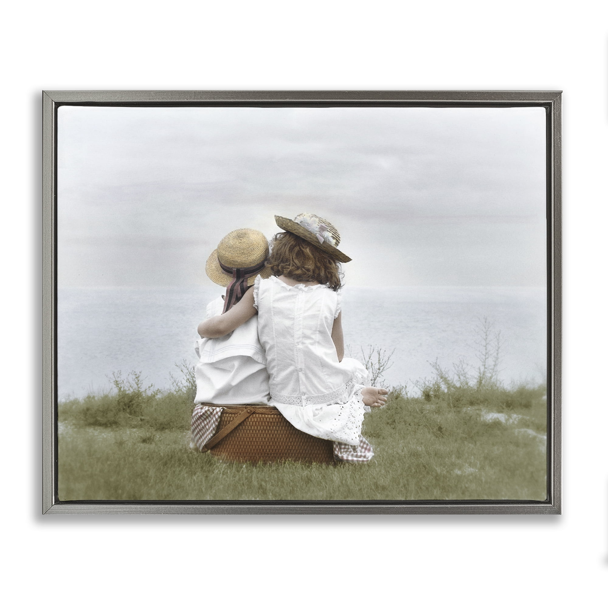 Stupell Industries Friends By The Ocean Gray Framed Floater Canvas Wall Art, design by Kendra Dew