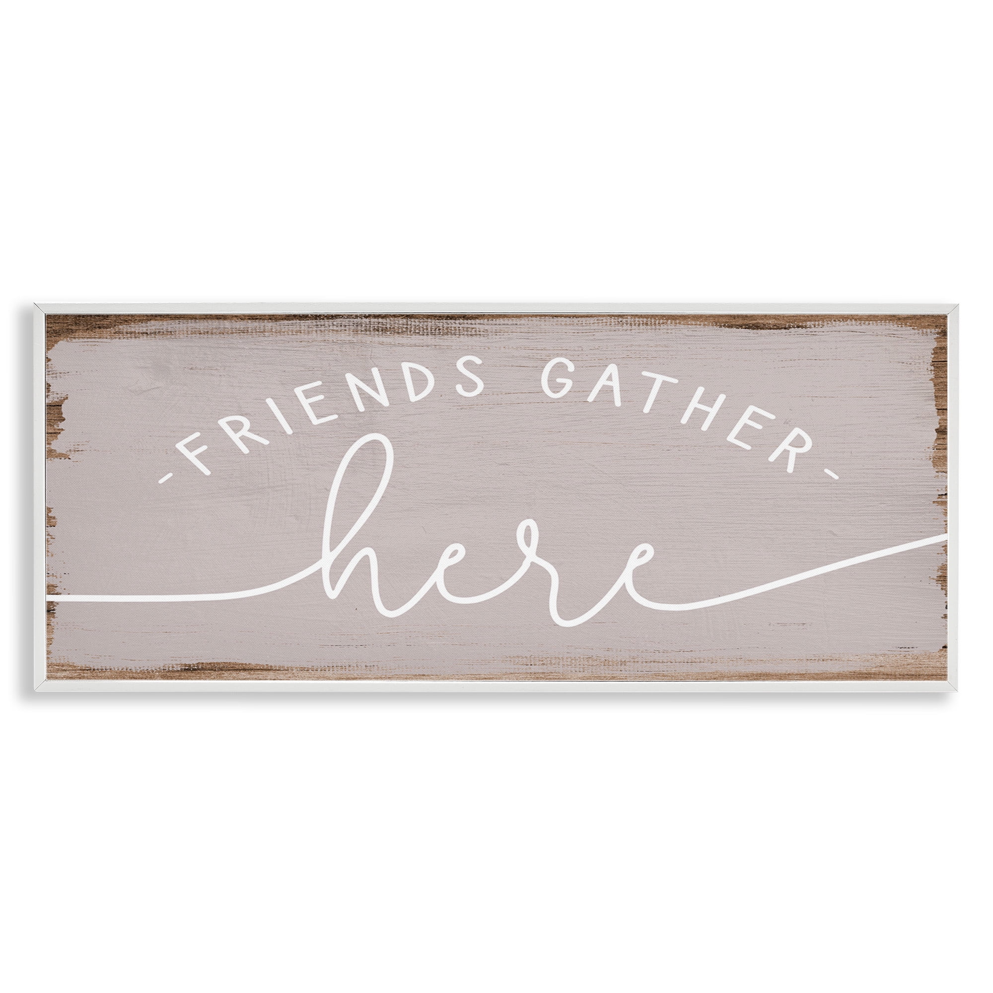 Stupell Industries Friends Gather Here Charming Typography Painting White Framed Art Print Wall Art, 30 x 13