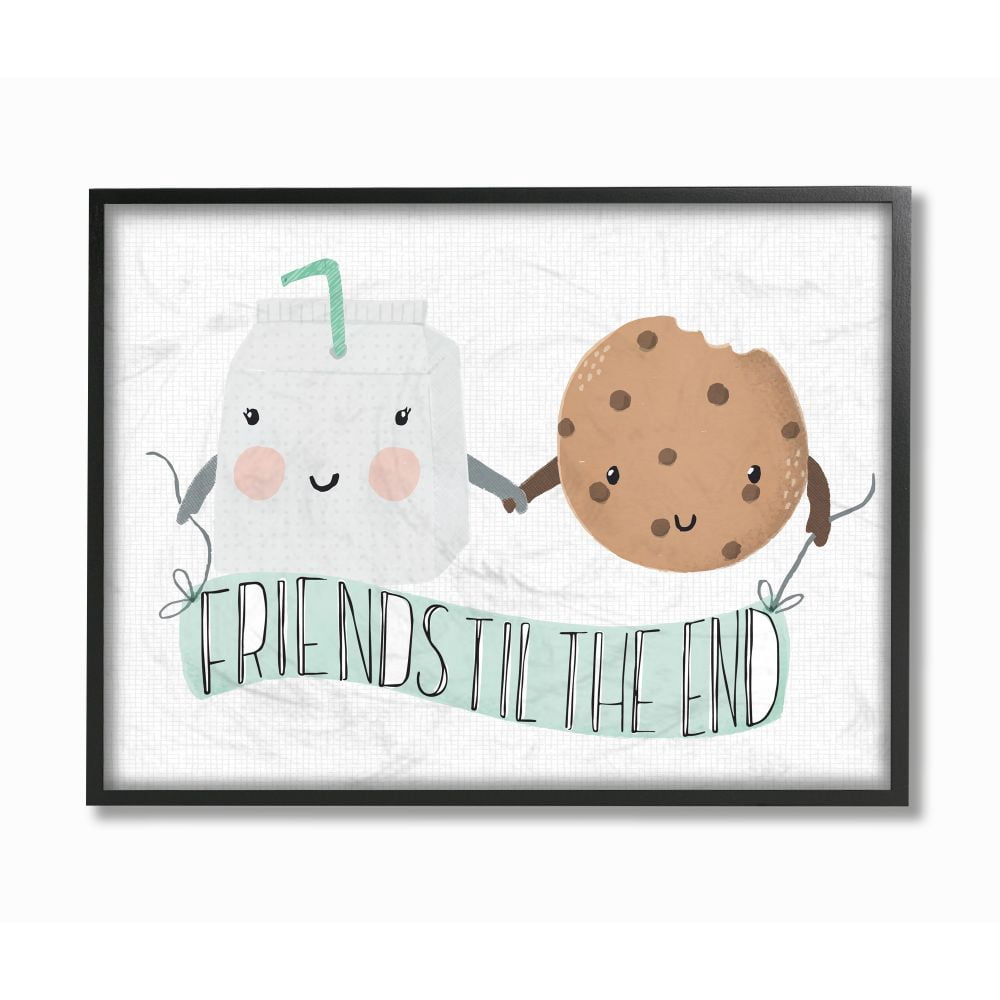 Stupell Industries Friends Til The End Cookies And Milk Design Graphic Art Black Framed Art Print Wall Art, 11x14, by Cindy Willingham