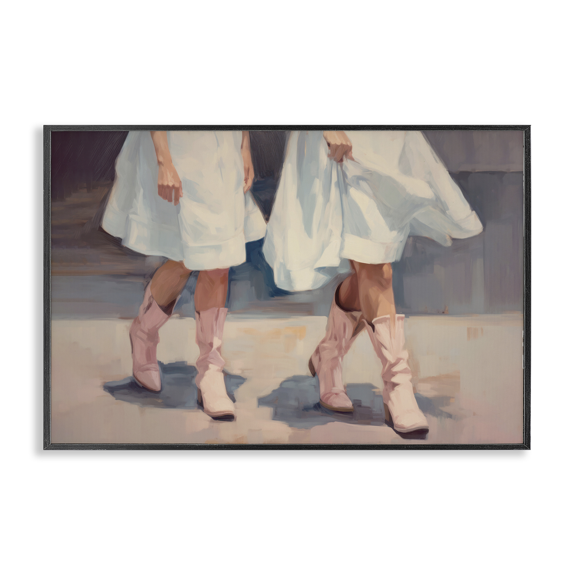 Stupell Industries Friends with Cowgirl Boots People Painting Black Framed Art Print Wall Art, 18 x 12