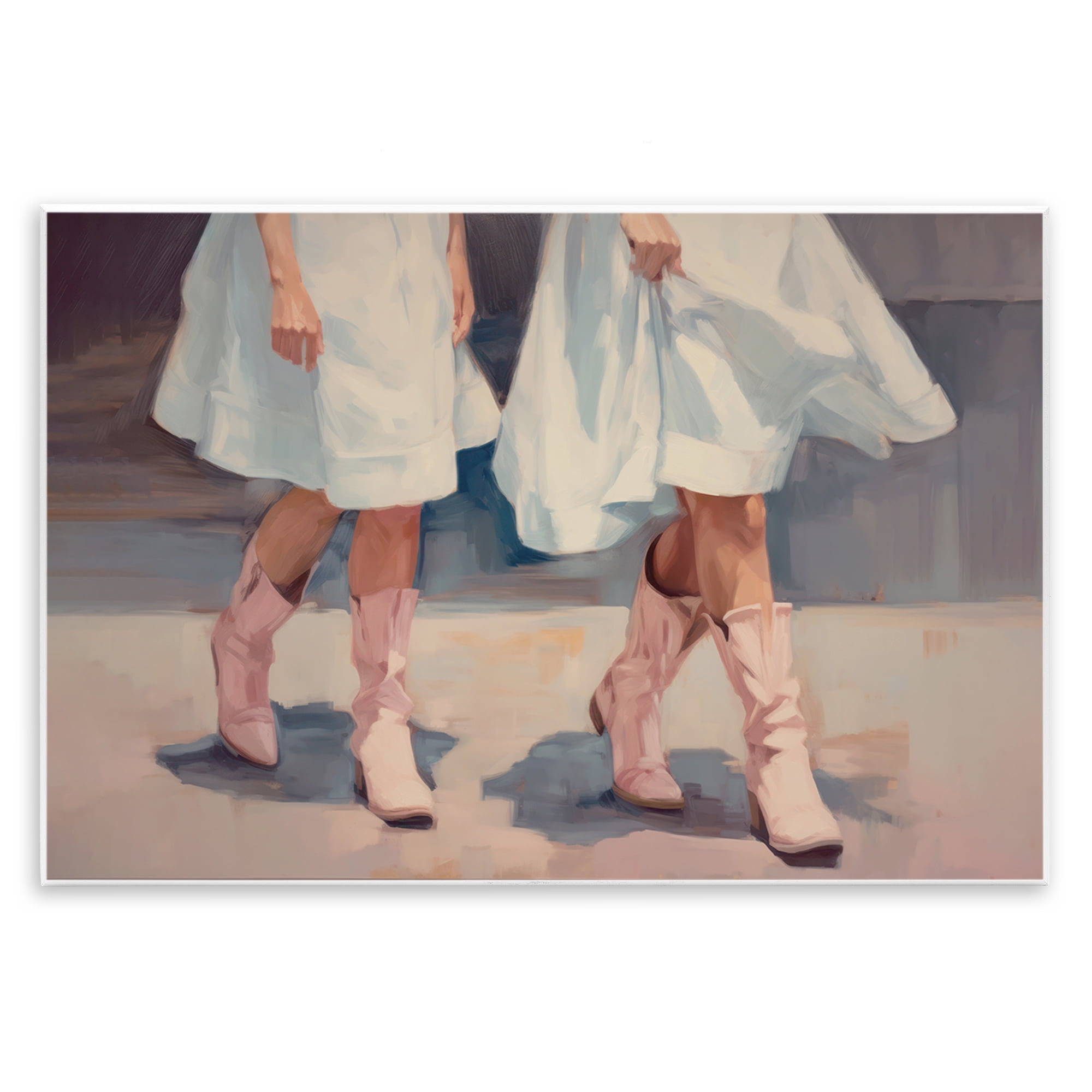 Stupell Industries Friends with Cowgirl Boots People Painting Unframed Art Print Wall Art, 19 x 13