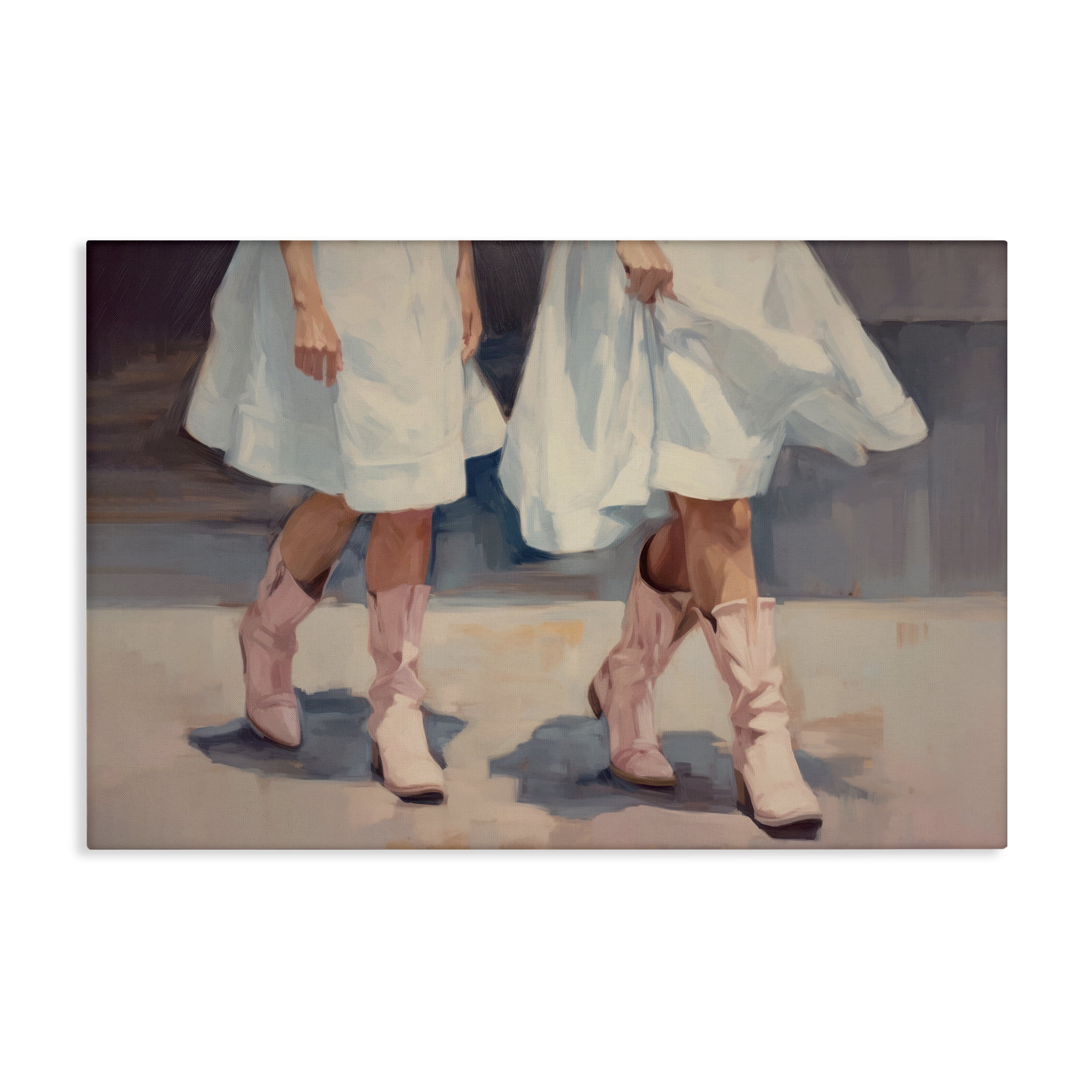 Stupell Industries Friends with Cowgirl Boots People Painting Wrapped Canvas Art Print Wall Art, 30 x 20
