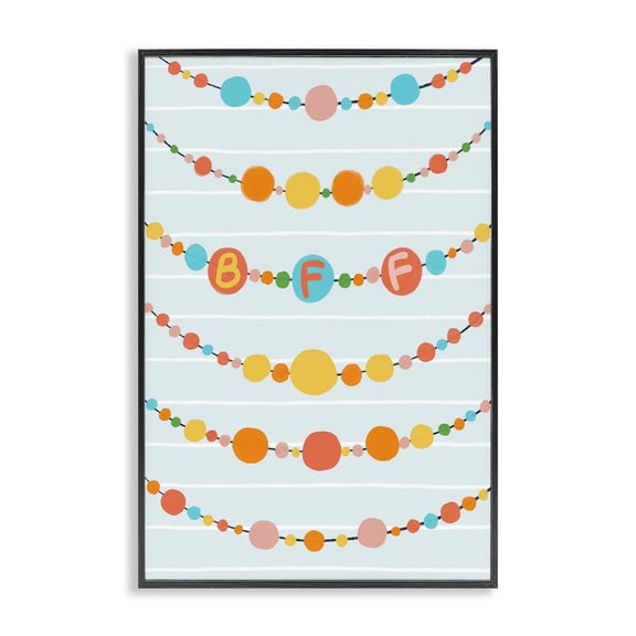 Stupell Industries Friendship Beads BFF Black Framed Giclee Art, design by Connie Summers
