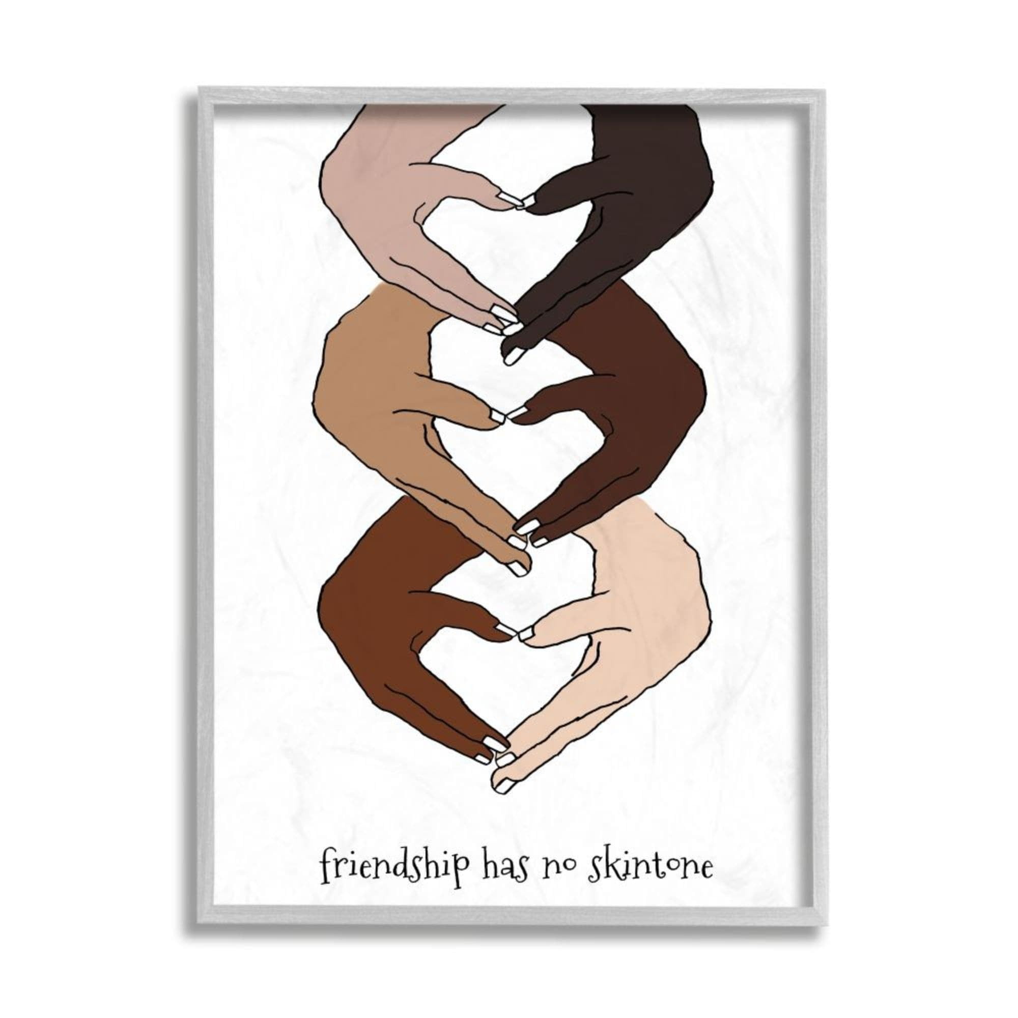 Stupell Industries Friendship Phrase Diverse Hands Heart Pose Design by Lanie Loreth