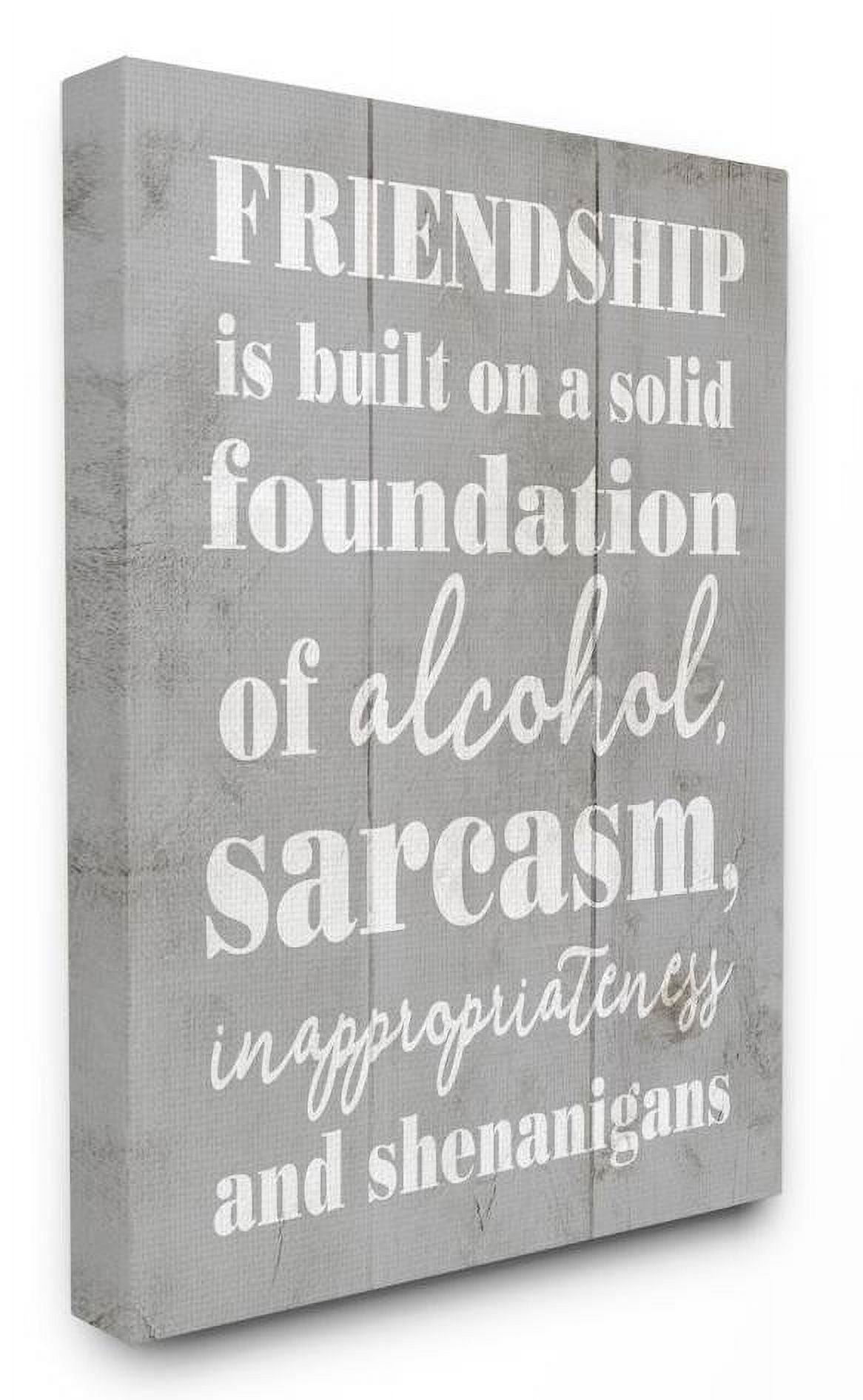 Stupell Industries Friendship Shenanigans Funny Family Grey Word Design Canvas Wall Art by Daphne Polselli