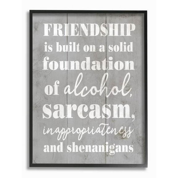 Stupell Industries Friendship Shenanigans Funny Family Grey Word Design Framed Wall Art by Daphne Polselli