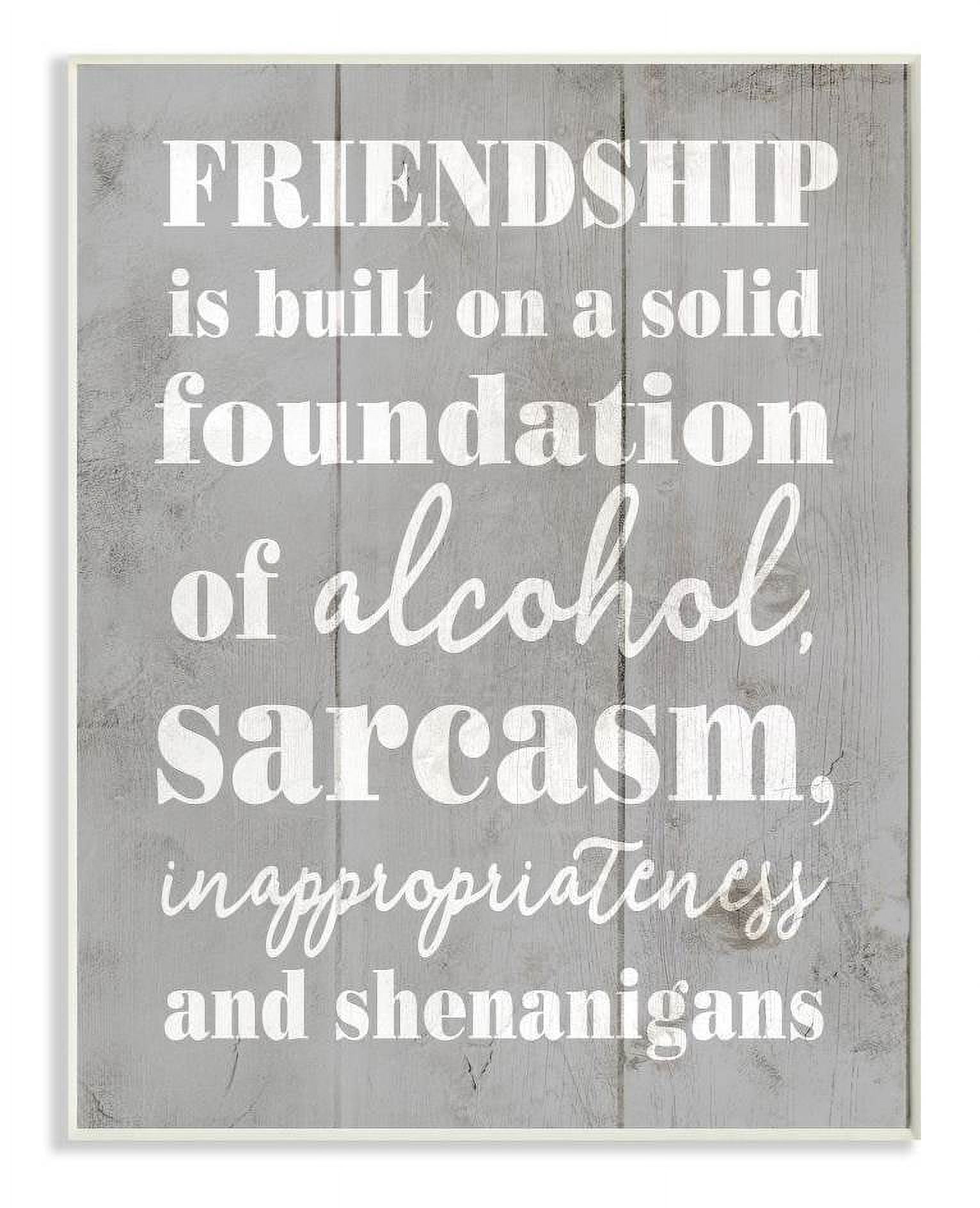 Stupell Industries Friendship Shenanigans Funny Family Grey Word Design Wall Plaque by Daphne Polselli